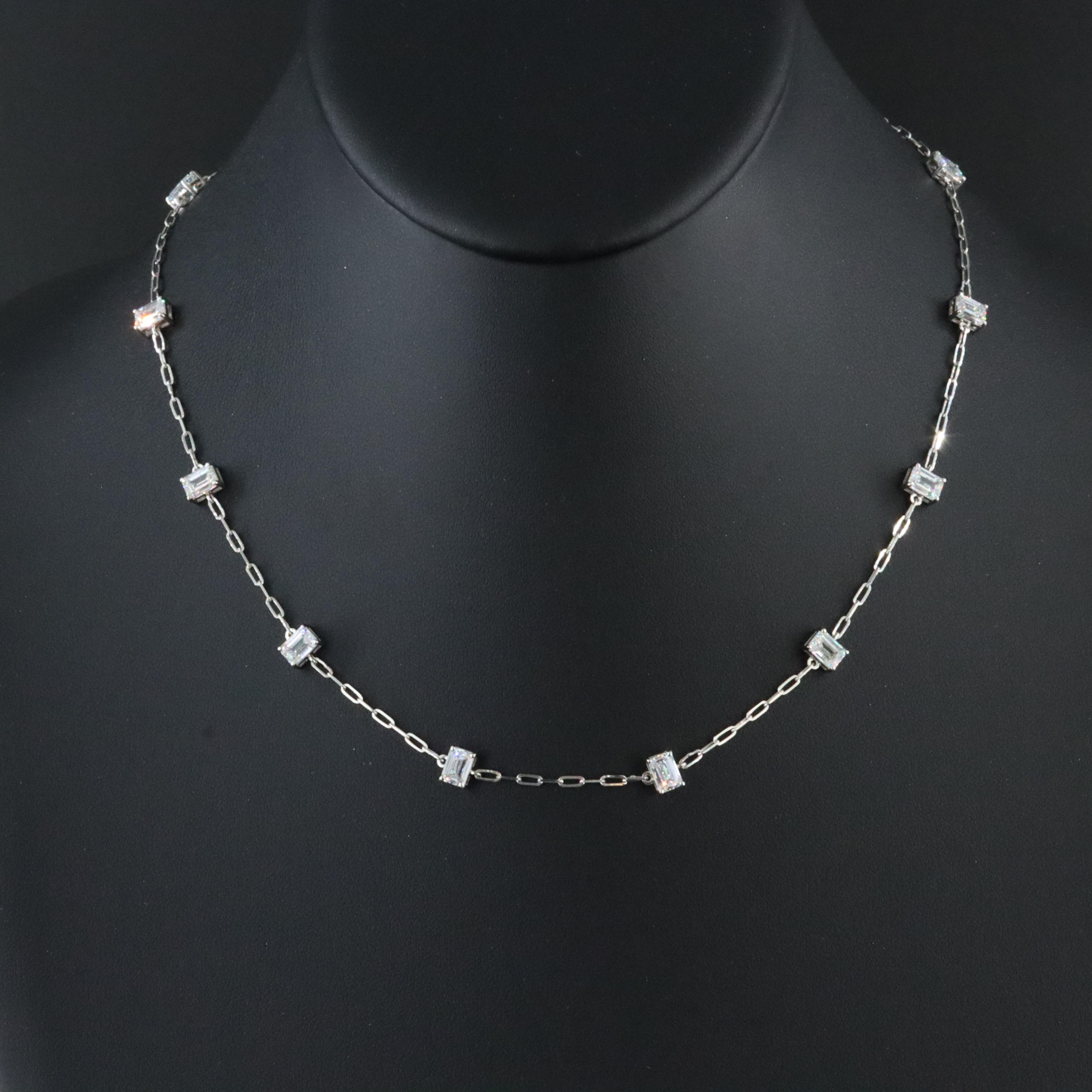 Platinum 6.51 CTW Lab Grown Diamond Station Necklace