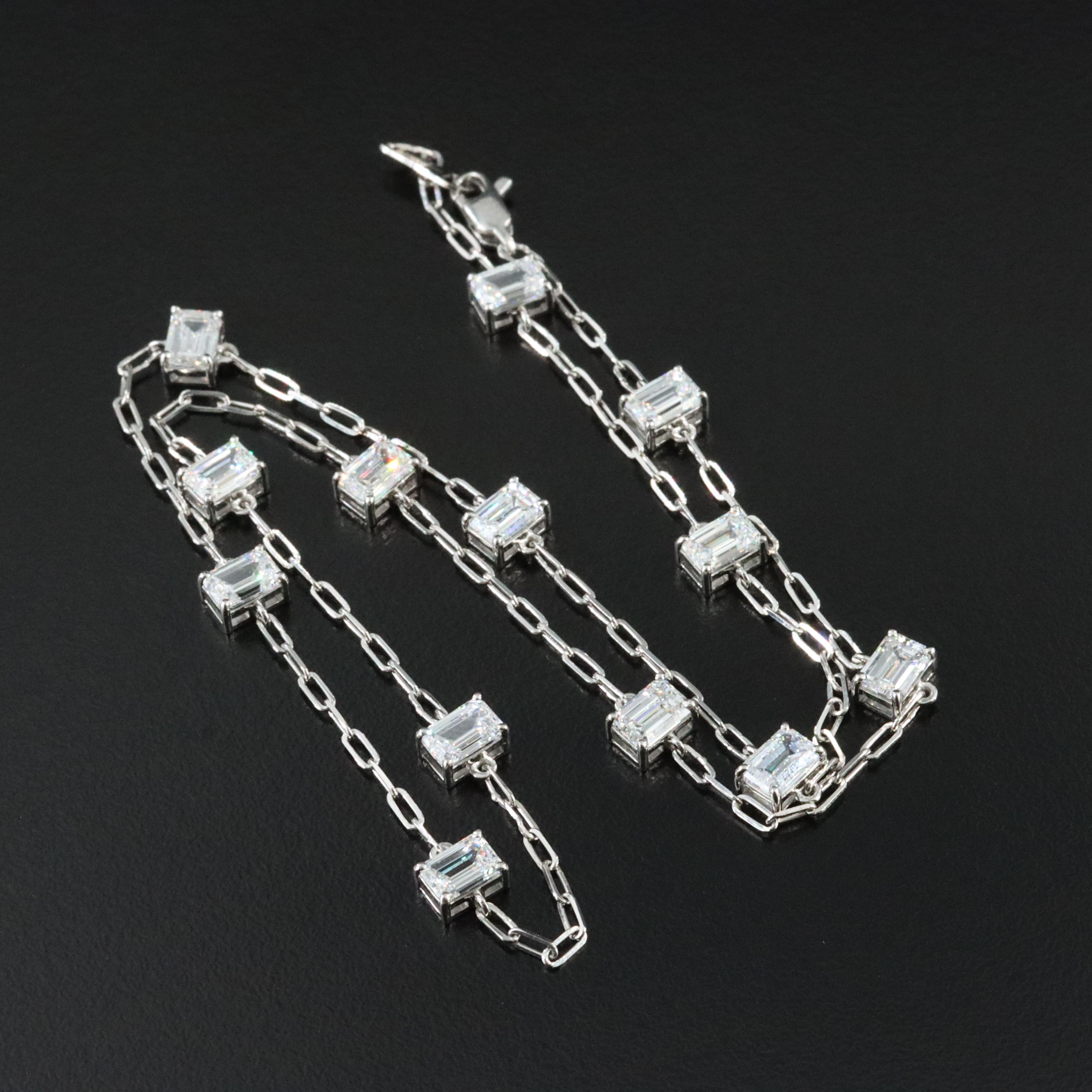 Platinum 6.51 CTW Lab Grown Diamond Station Necklace