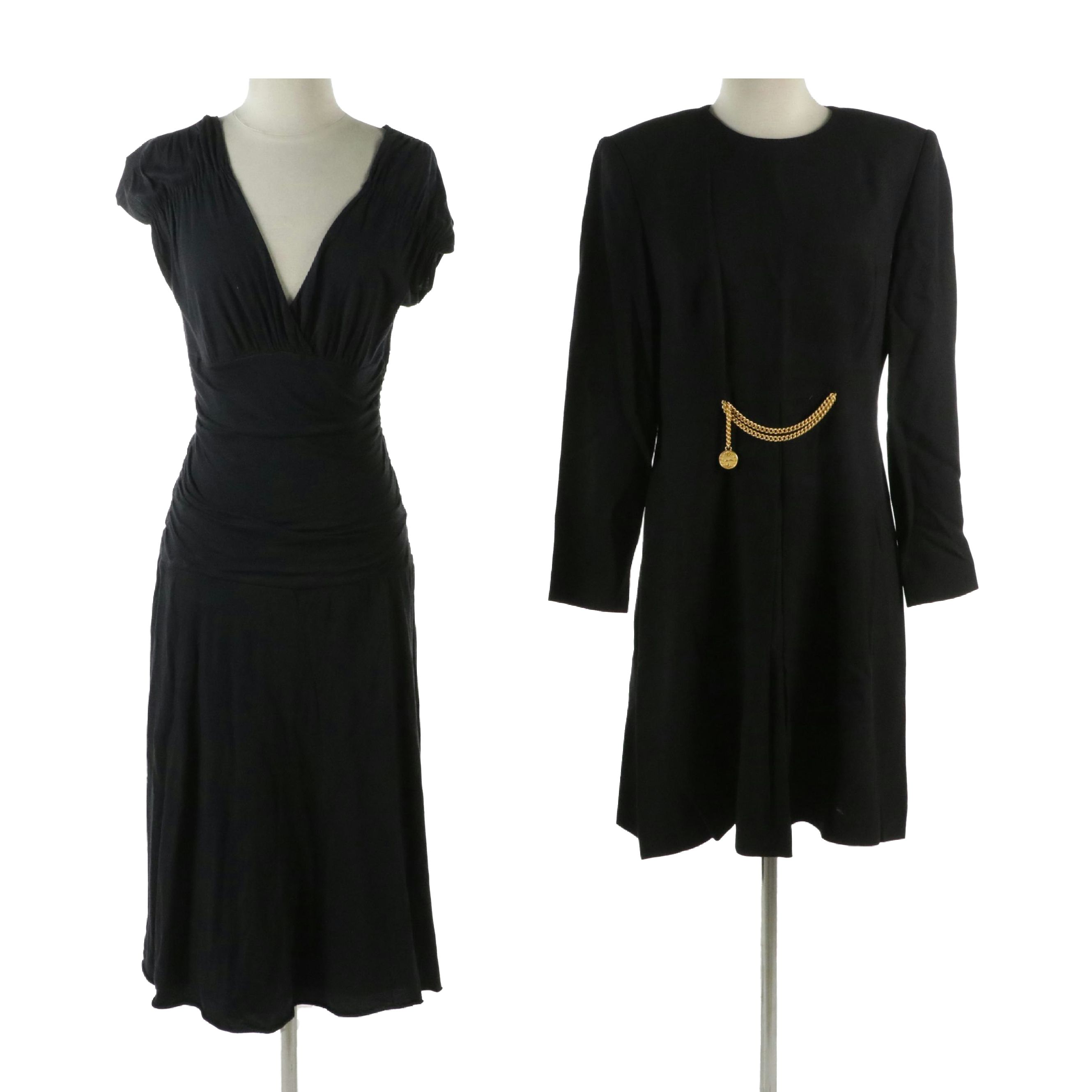 Velvet Ruched Waist Midi Dress and Kelly Graham Long Sleeve Cocktail Dress