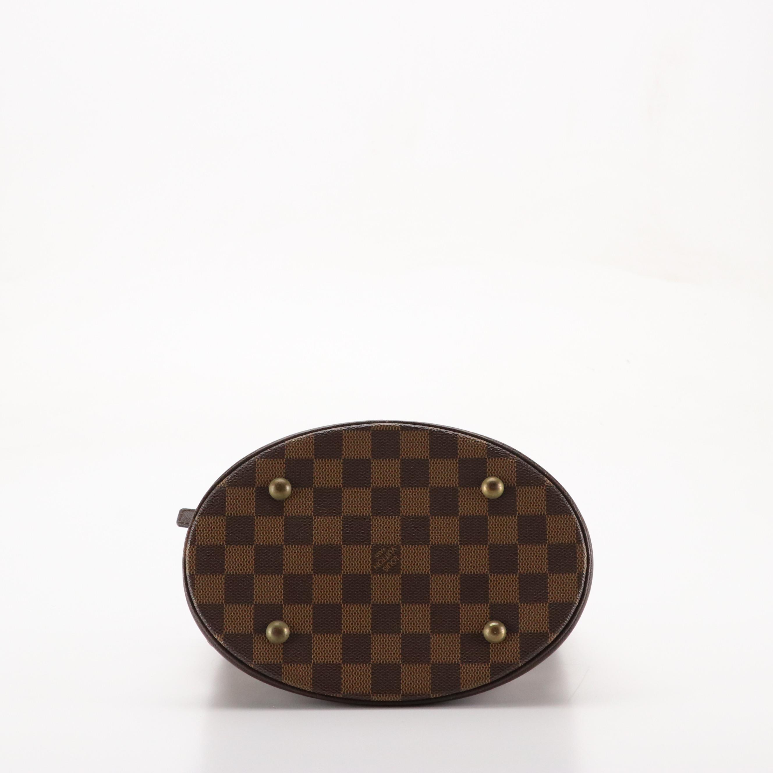 Louis Vuitton Marais Bucket Bag in Damier Ebene Canvas and Brown Leather