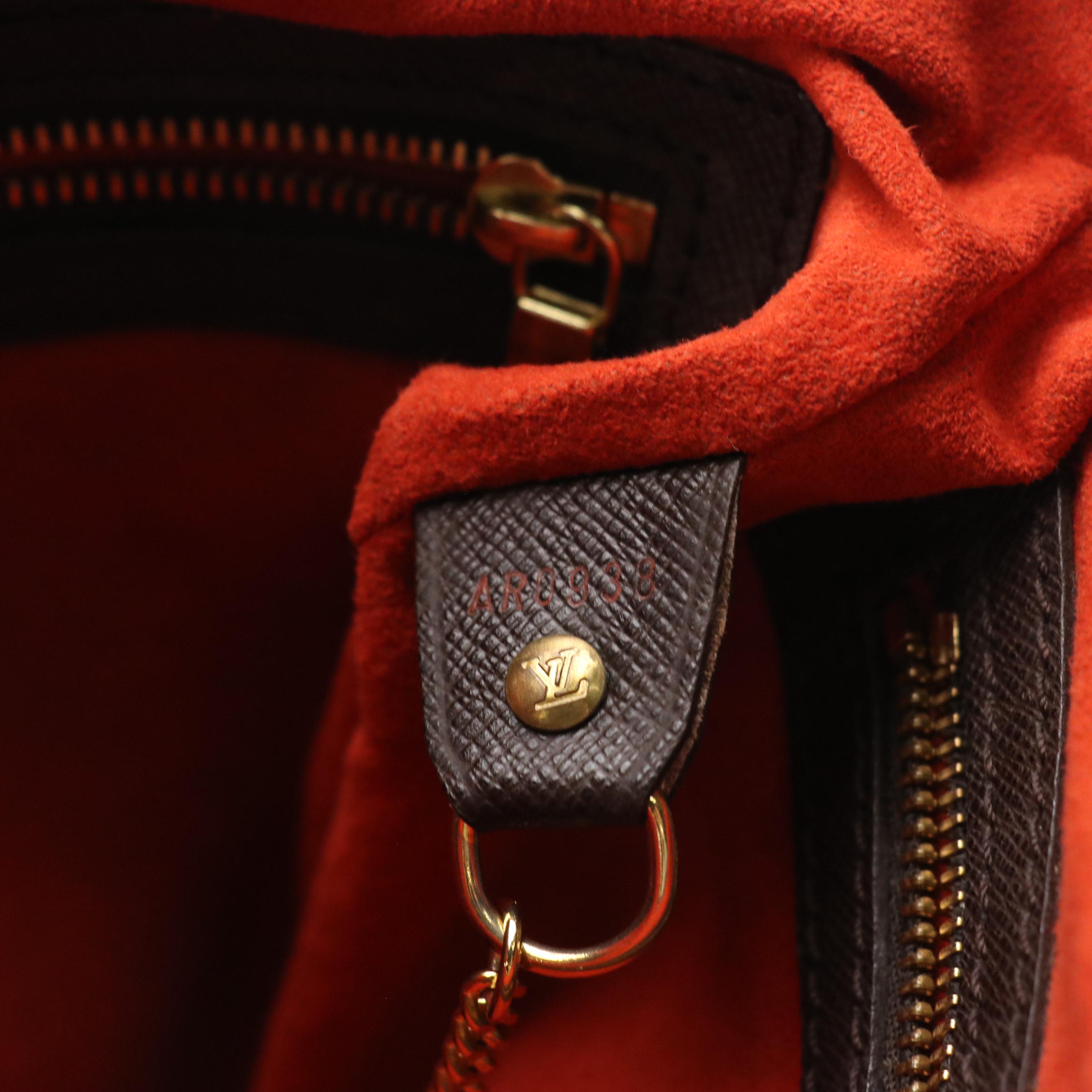 Louis Vuitton Marais Bucket Bag in Damier Ebene Canvas and Brown Leather