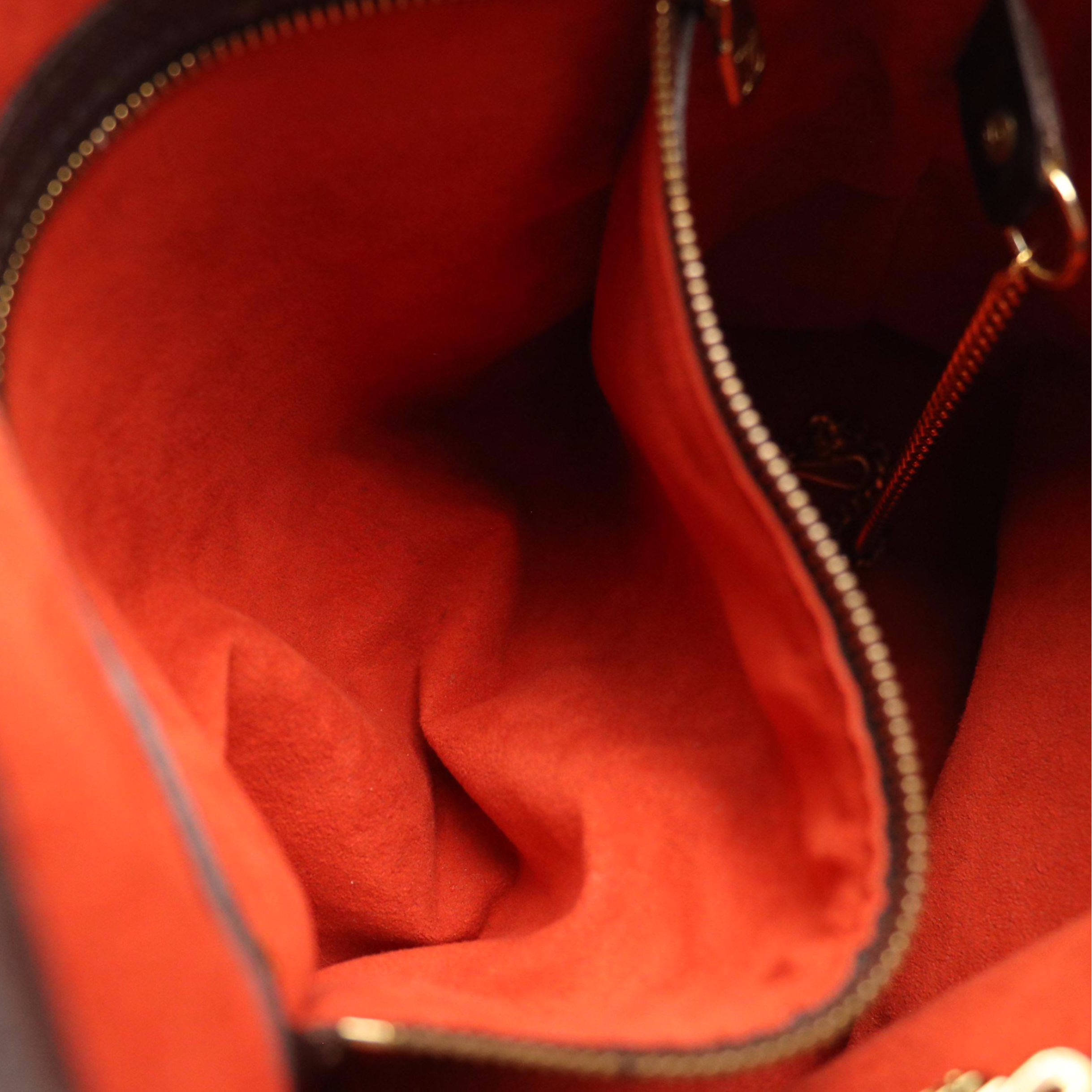 Louis Vuitton Marais Bucket Bag in Damier Ebene Canvas and Brown Leather