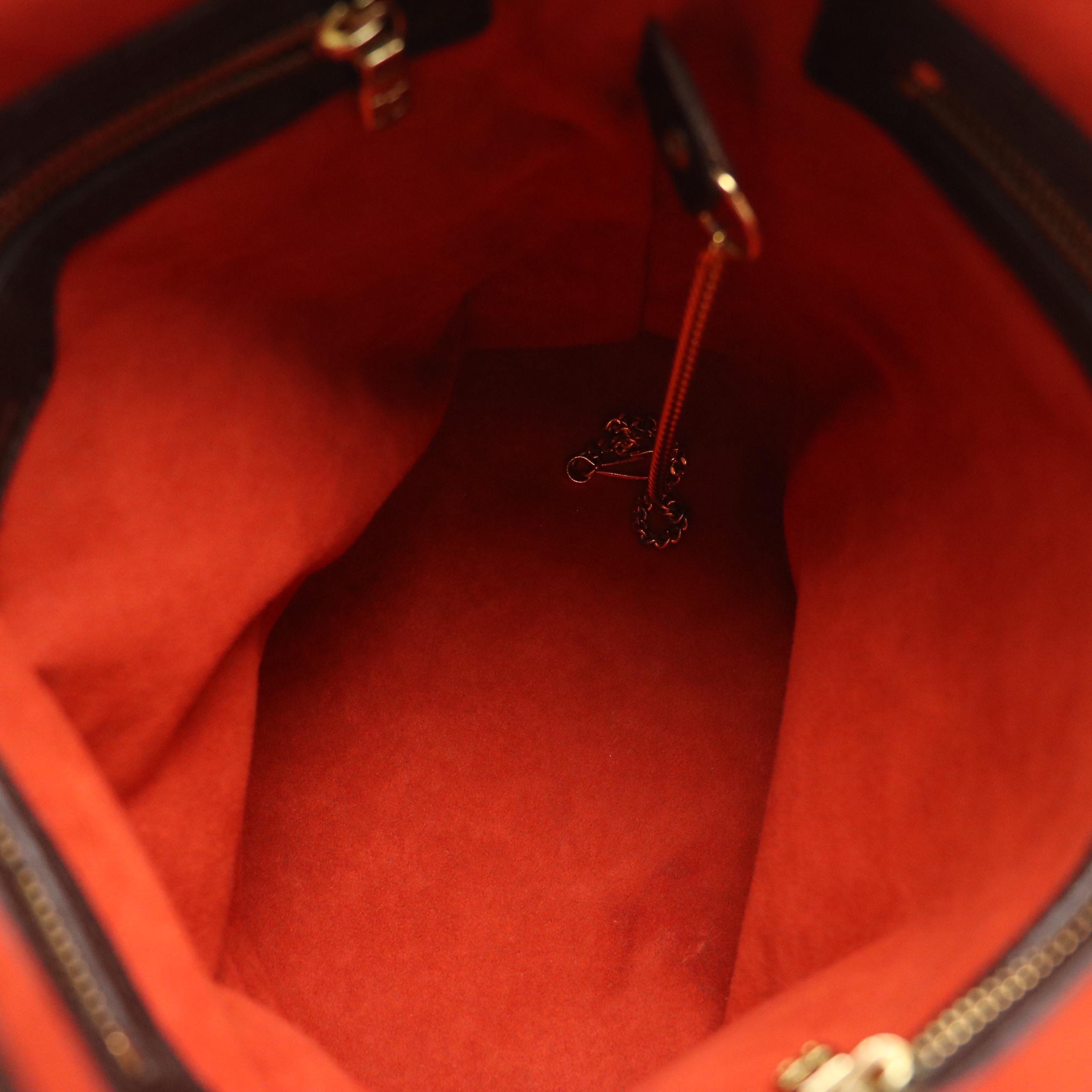 Louis Vuitton Marais Bucket Bag in Damier Ebene Canvas and Brown Leather