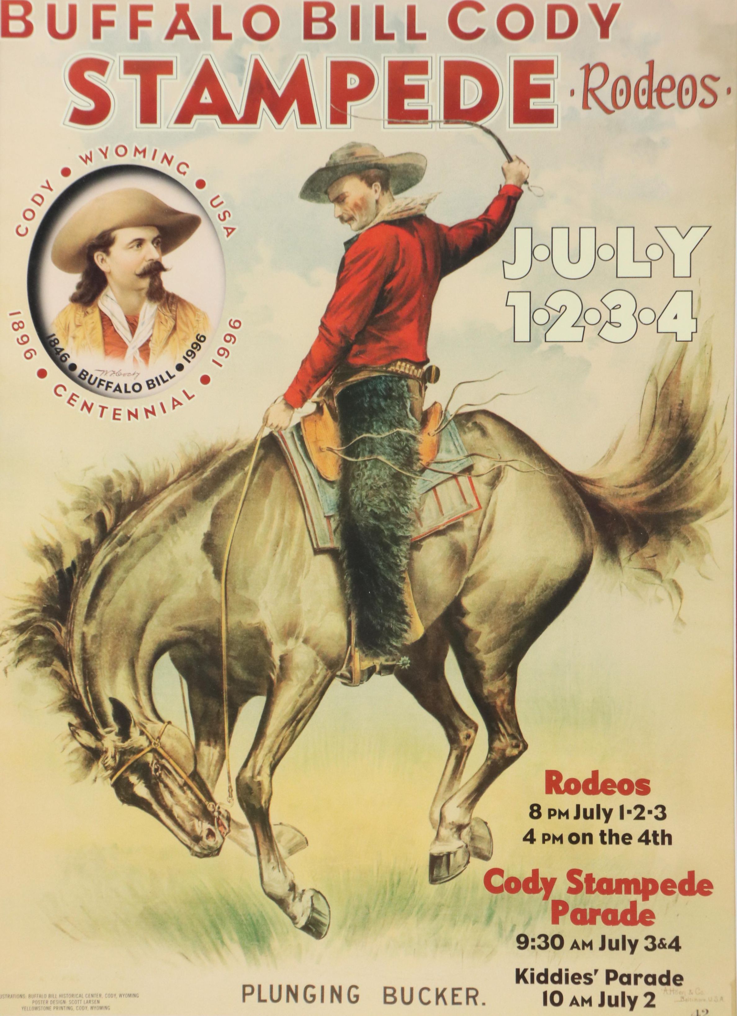 After Scott Larsen Offset Lithograph Poster for Buffalo Bill Stampede Rodeo