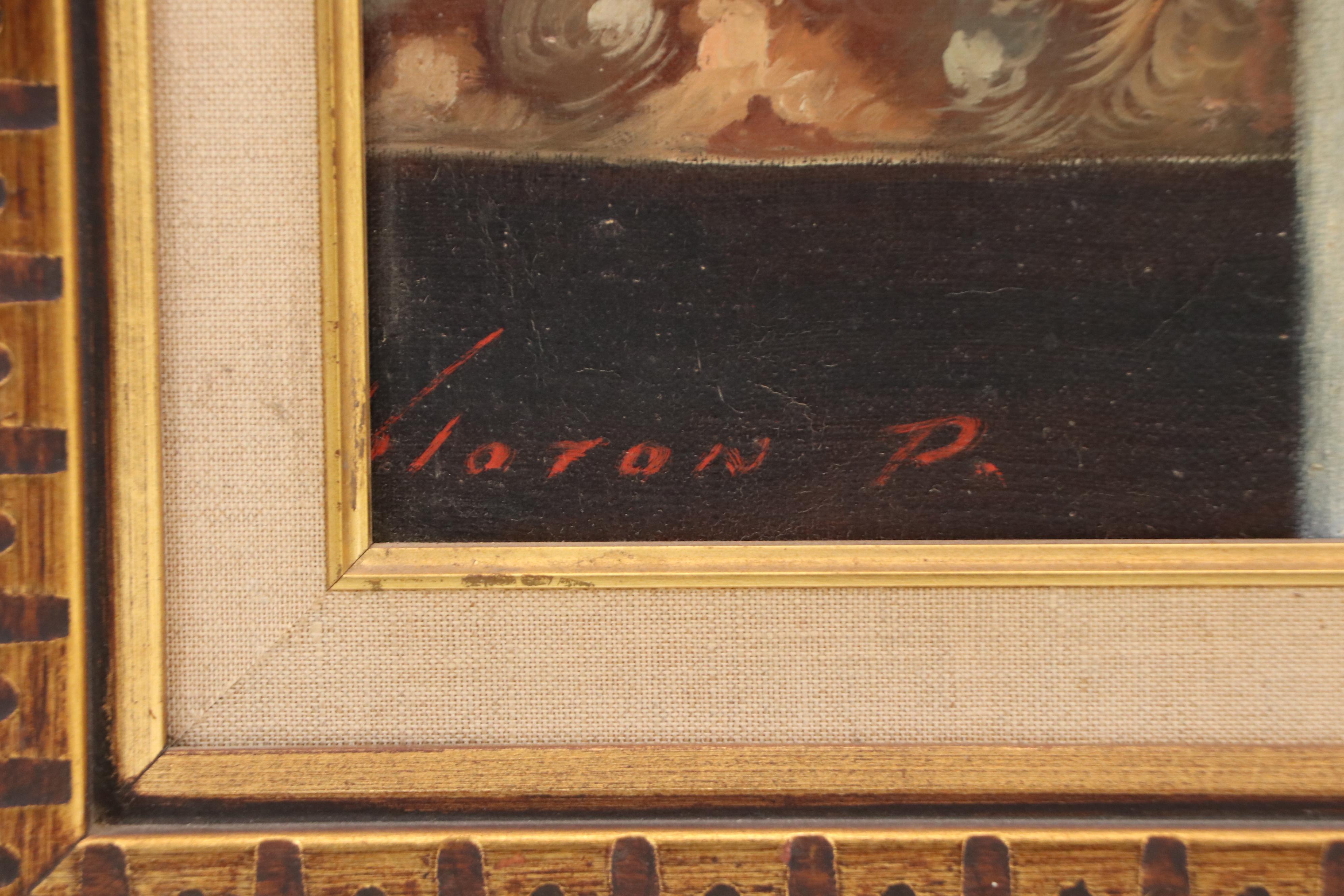 Floral Still Life Oil Painting with Fruit, Late 20th Century