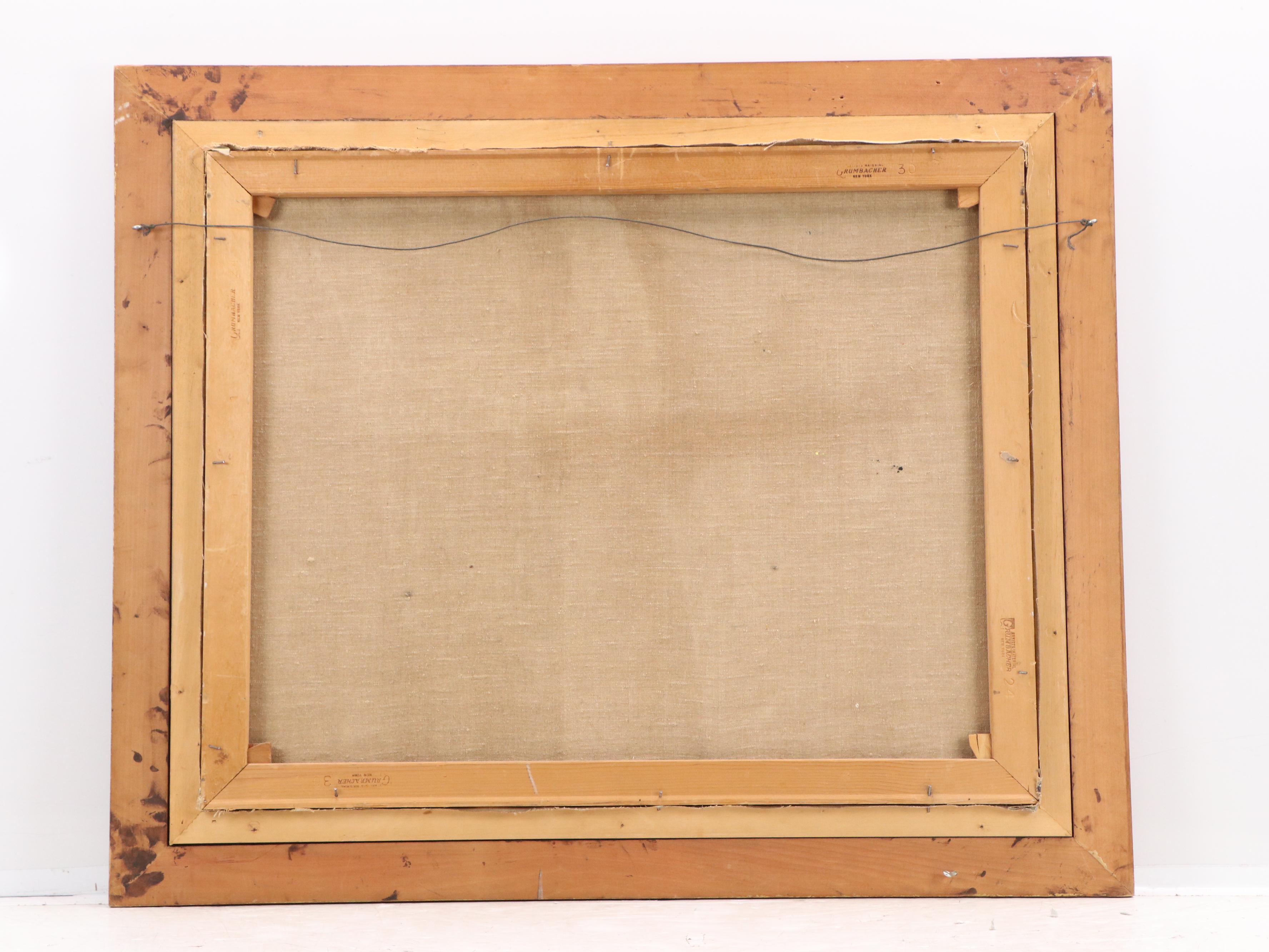 Floral Still Life Oil Painting with Fruit, Late 20th Century