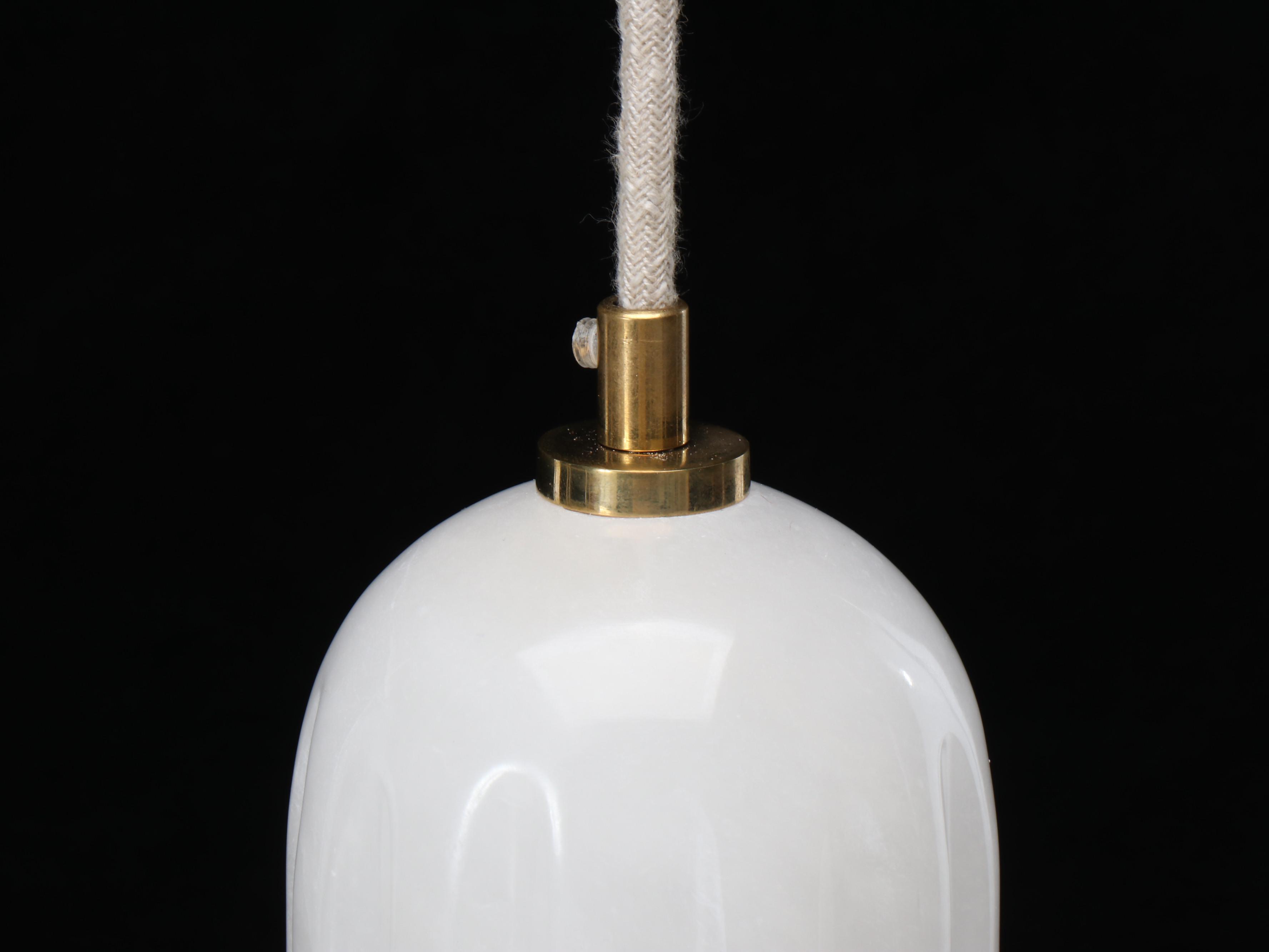 Pair of Carved Alabaster Pendants, 21st Century