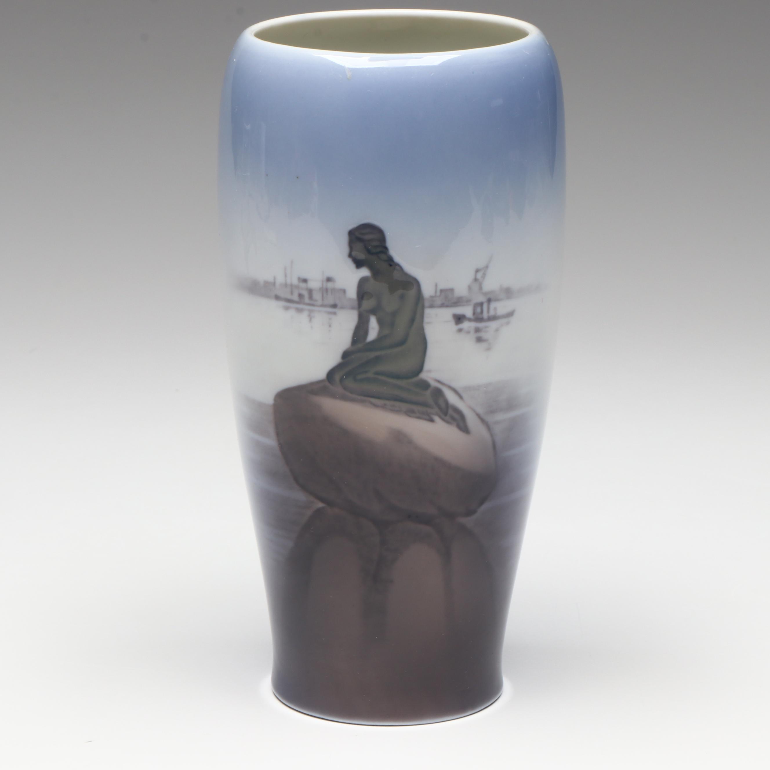 Vintage Royal Copenhagen "Langelinie" Porcelain Little Mermaid Vase, 1969–1973