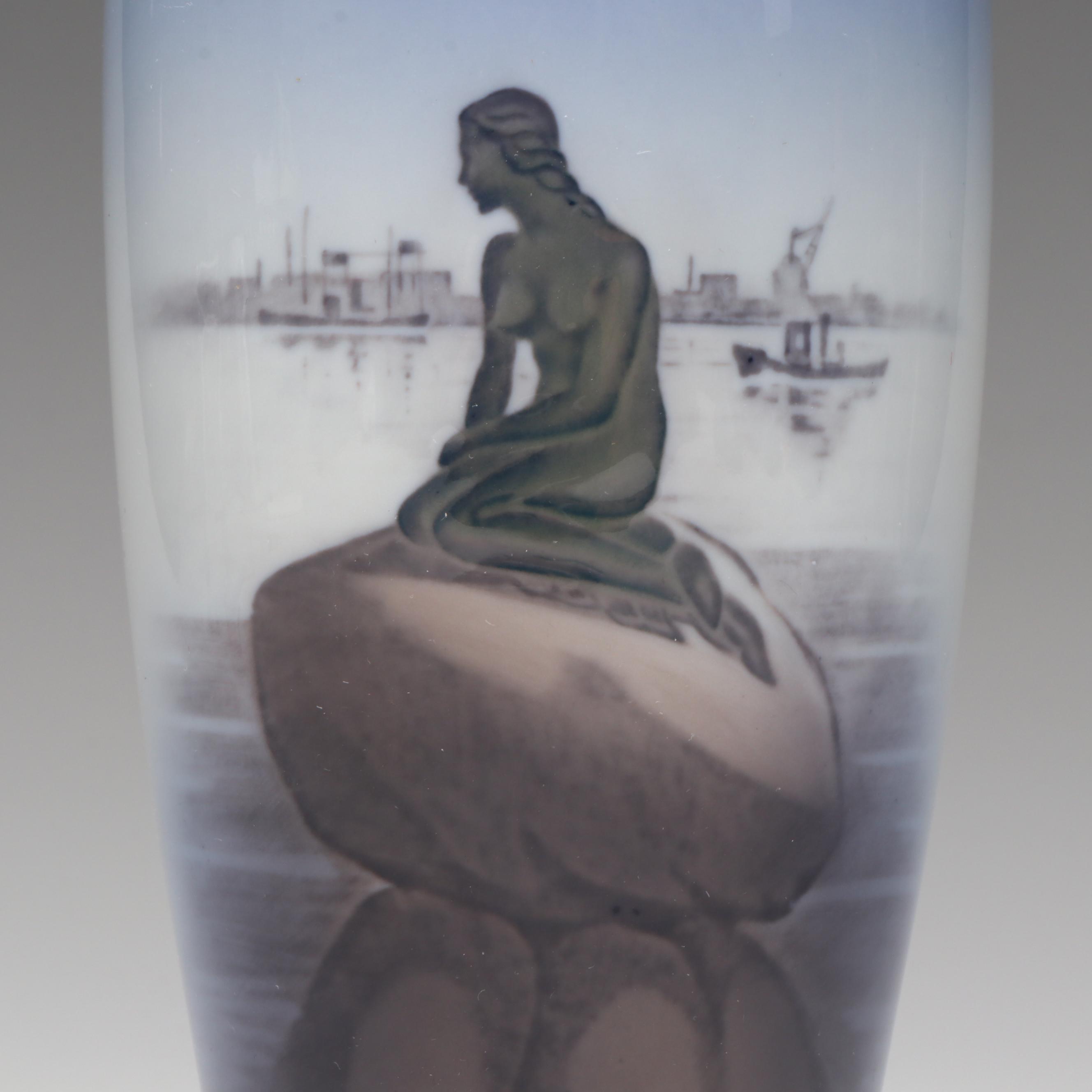 Vintage Royal Copenhagen "Langelinie" Porcelain Little Mermaid Vase, 1969–1973
