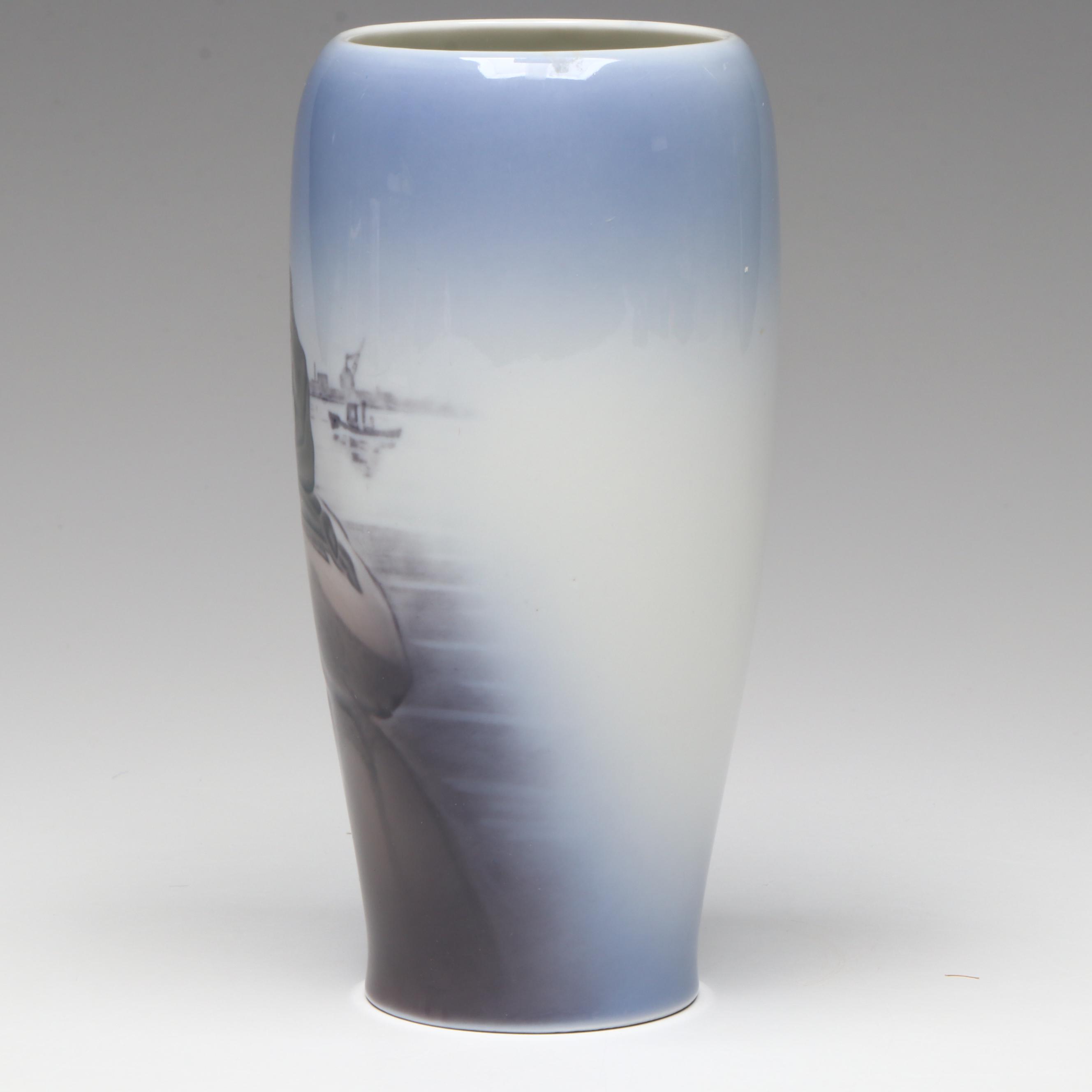 Vintage Royal Copenhagen "Langelinie" Porcelain Little Mermaid Vase, 1969–1973