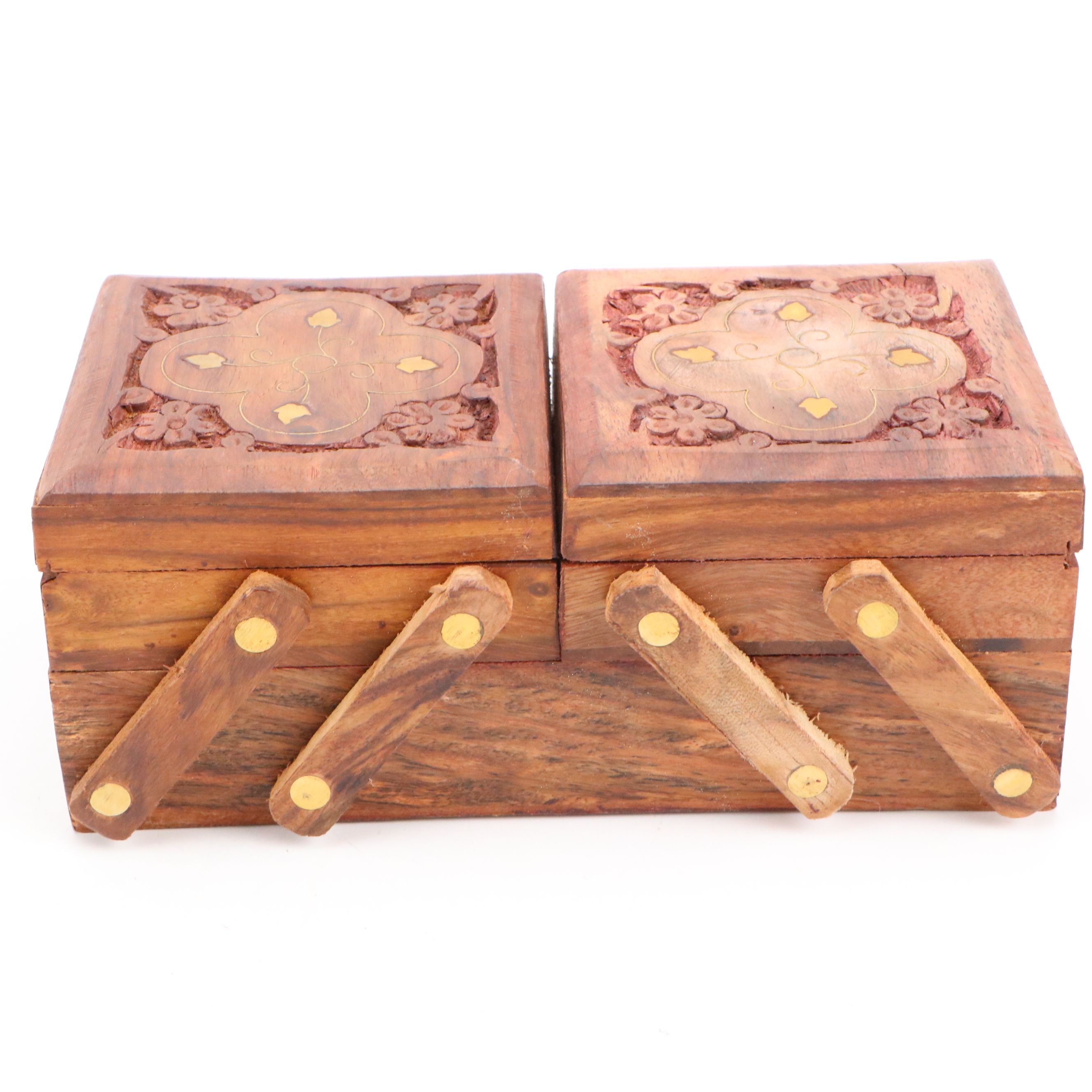 Decorative Boxes with Indo-Persian Wood Coaster Set and Dragon Bottle Opener