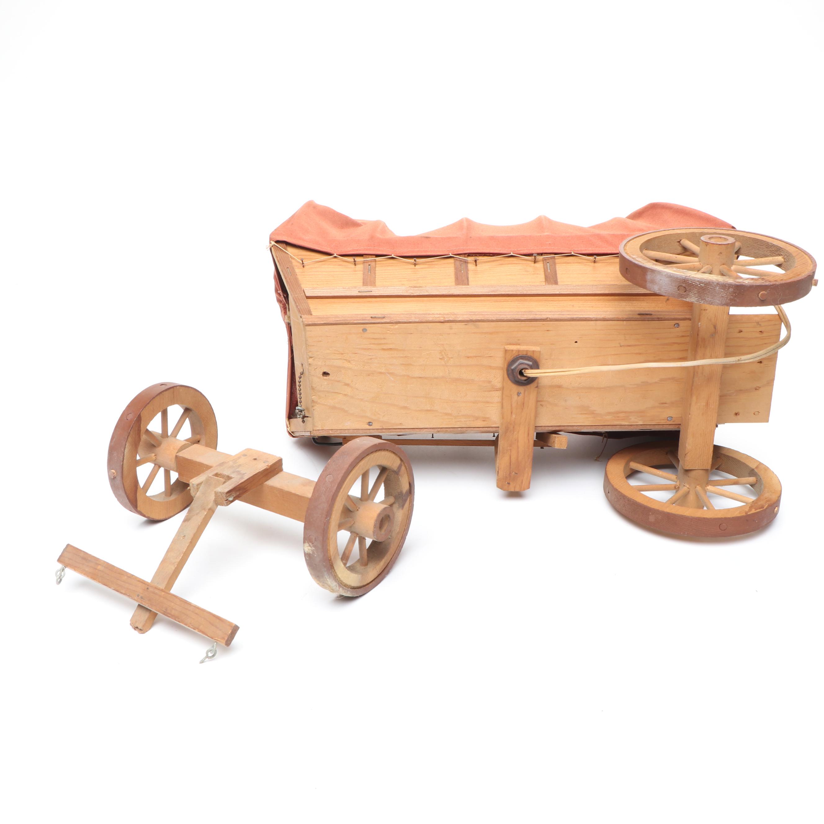 Handmade Conestoga Wagon Lamps with Bison Figurine