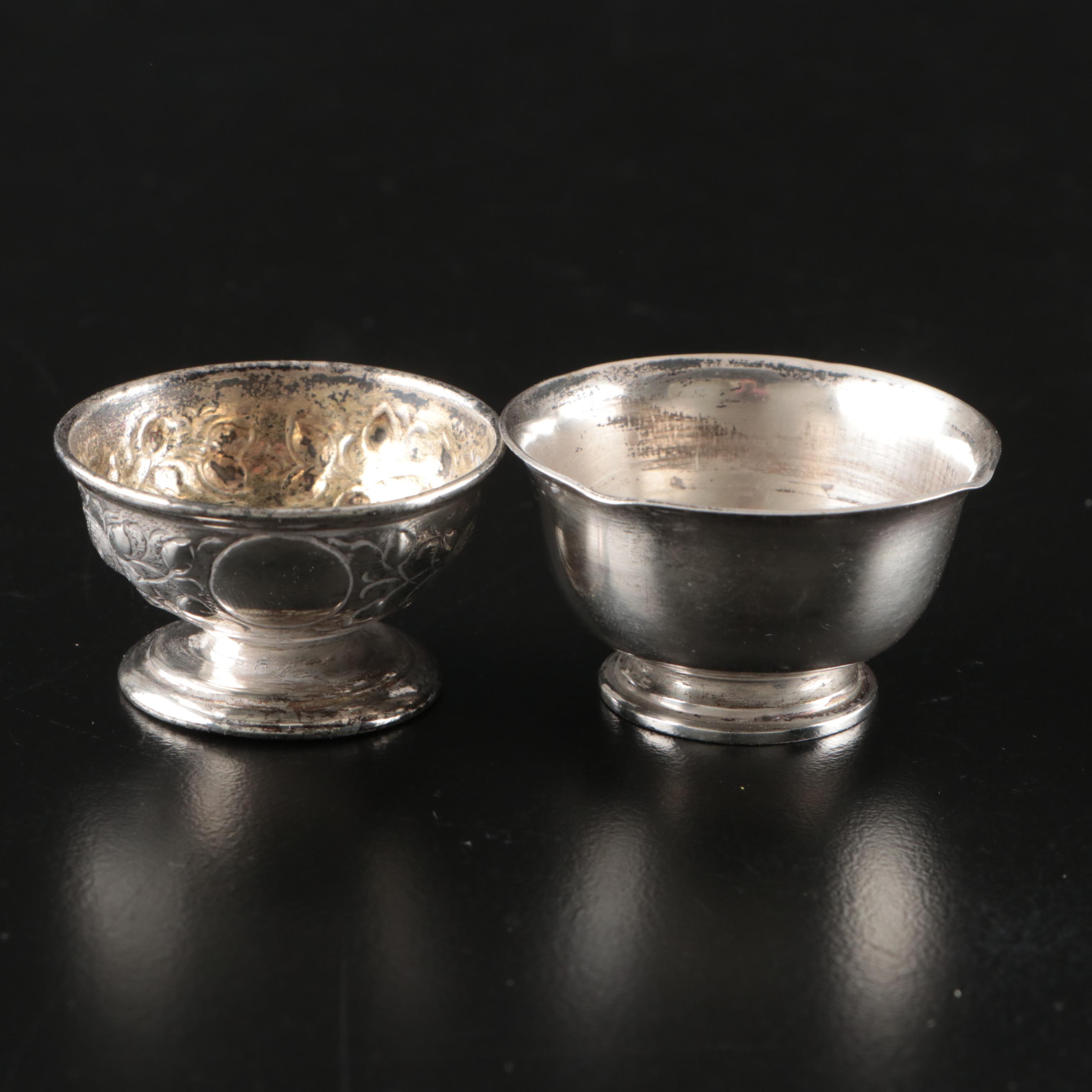Miniature Sterling Silver Trays and Bowls with Wax Fruit