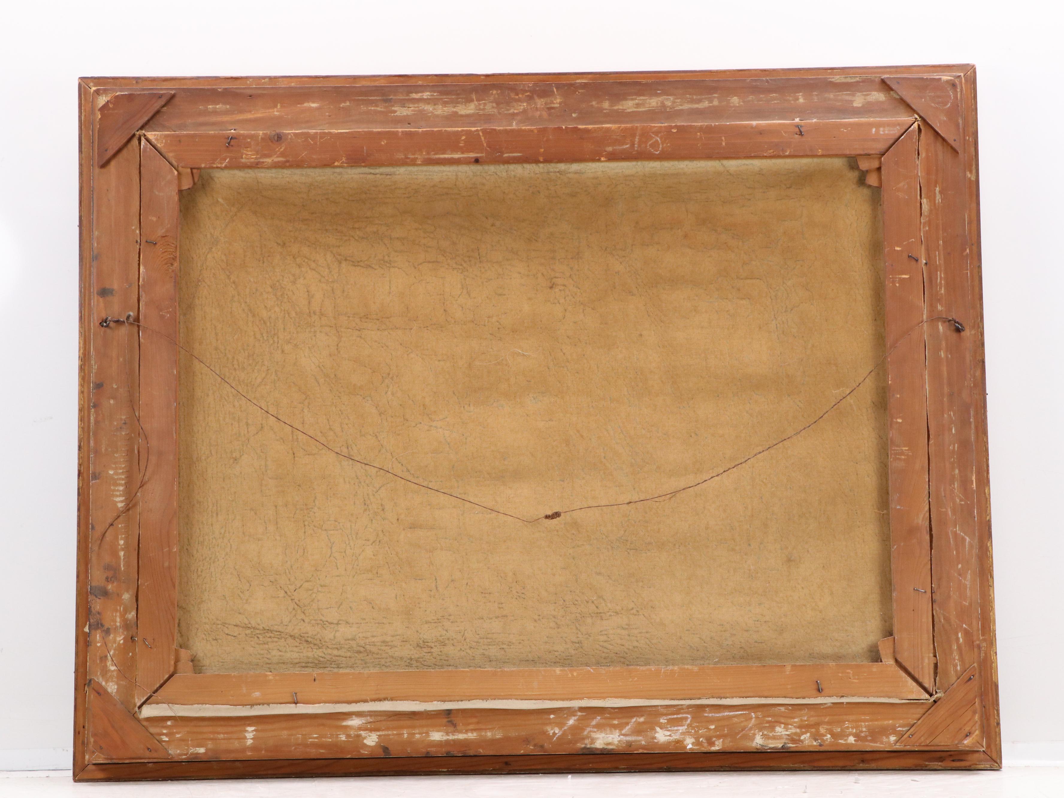 European Landscape Oil Painting of Farm Scene, Mid-20th Century