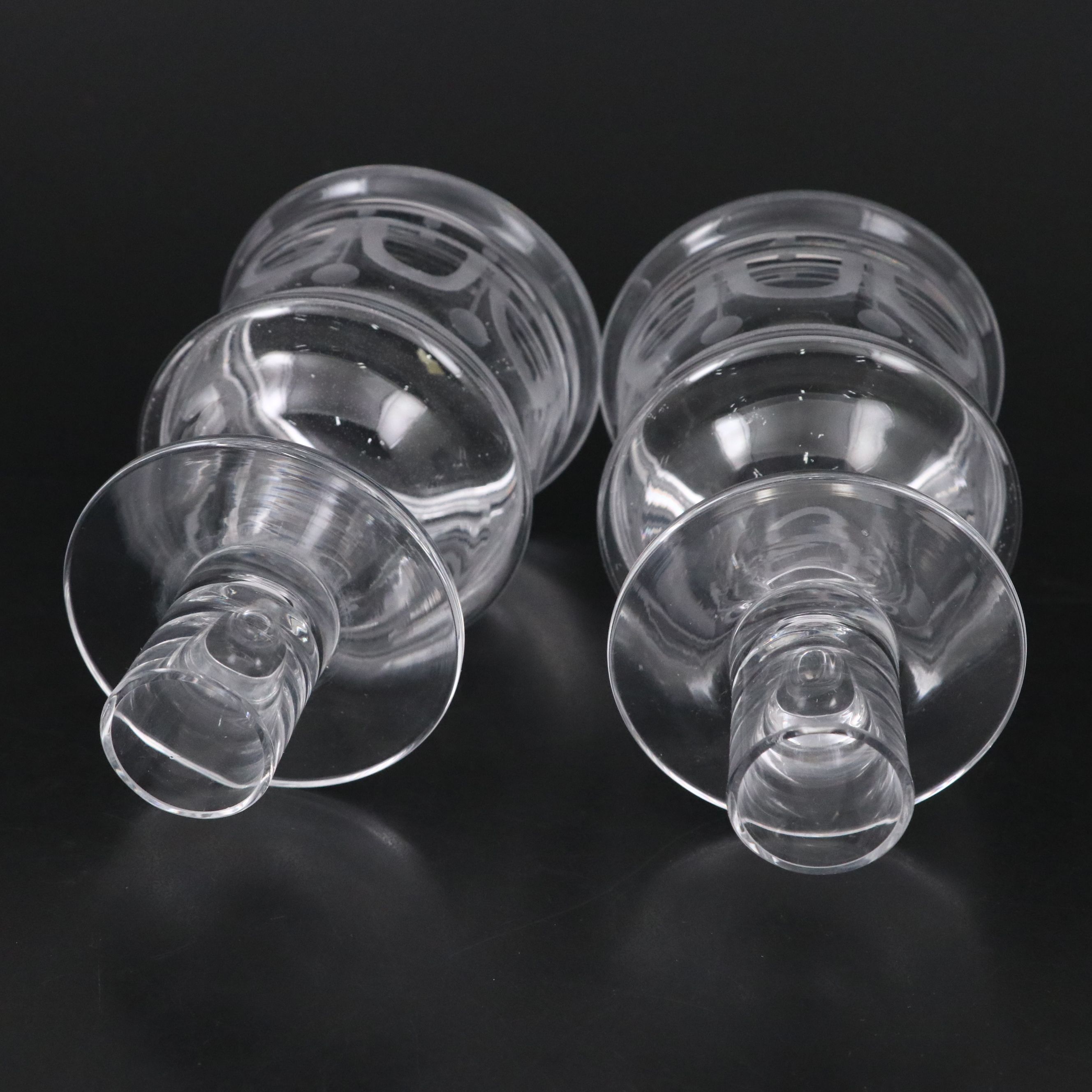 Vintage Bertil Vallien for Kosta Boda "Husar" Crystal Candlesticks