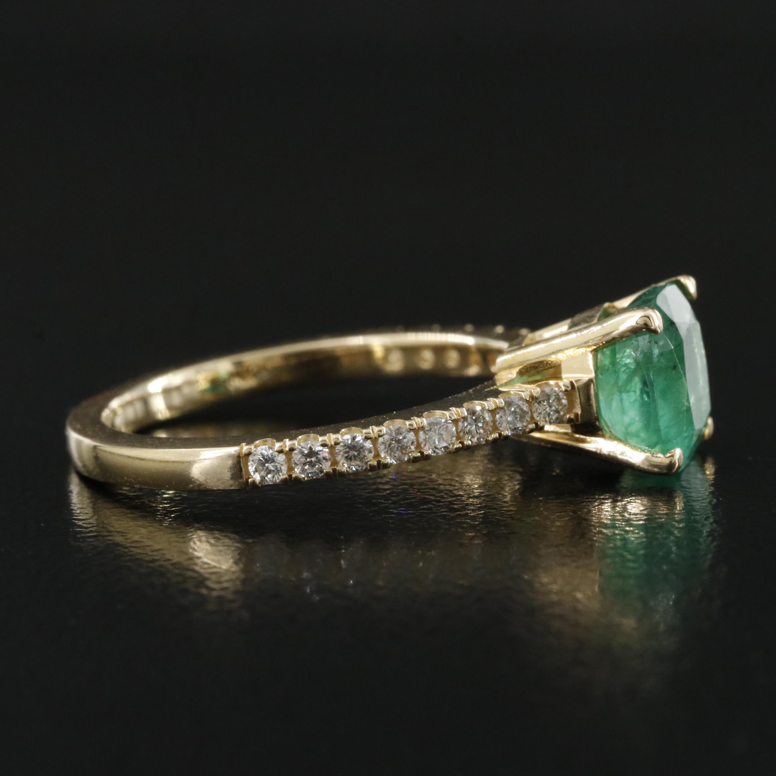 14K 1.60 CT Emerald and Diamond Ring with GIA Report