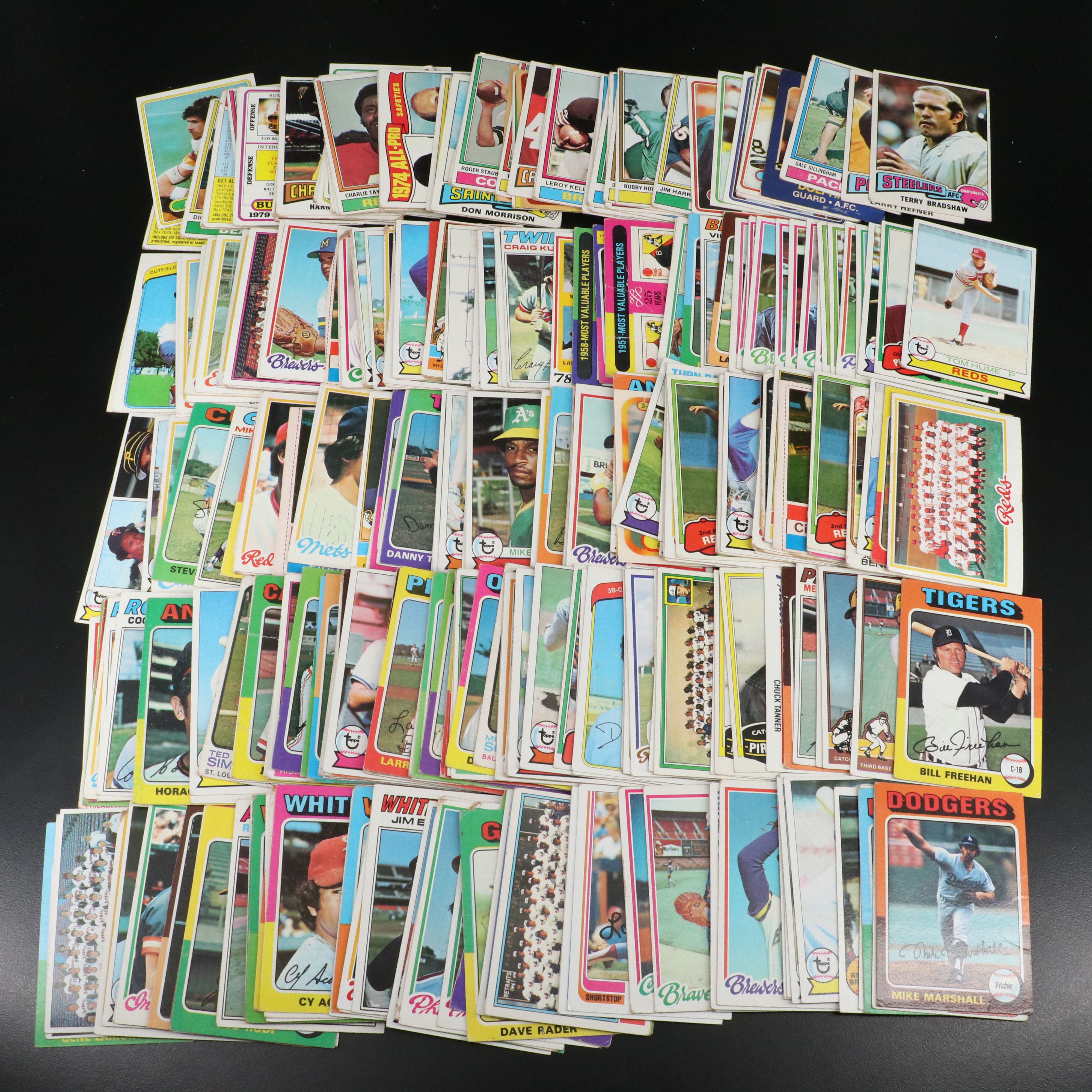 293 Topps Baseball Cards and 63 Topps Football Cards, 1970s
