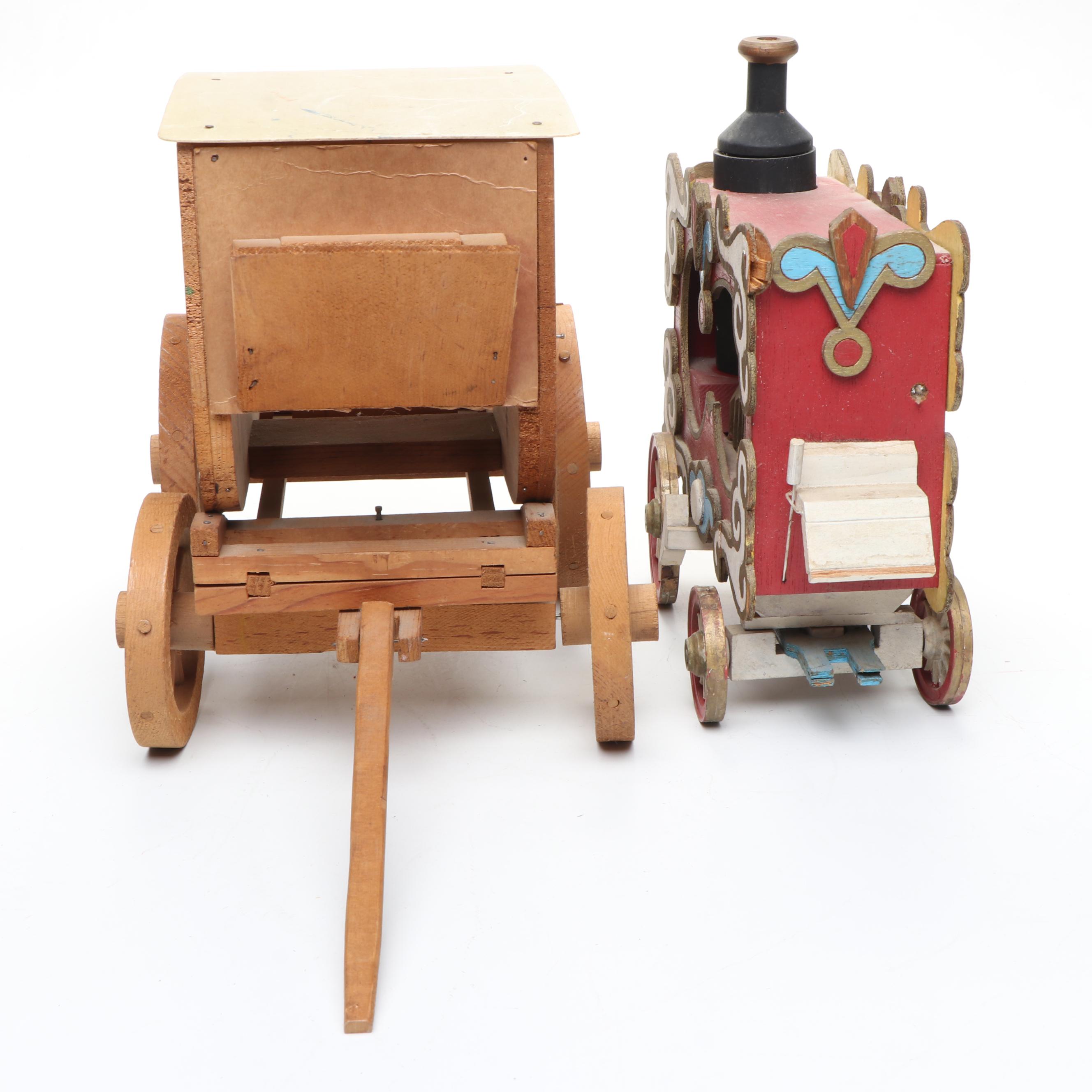 Wells Fargo & Co. Wooden Wagon with Horses and Carriage