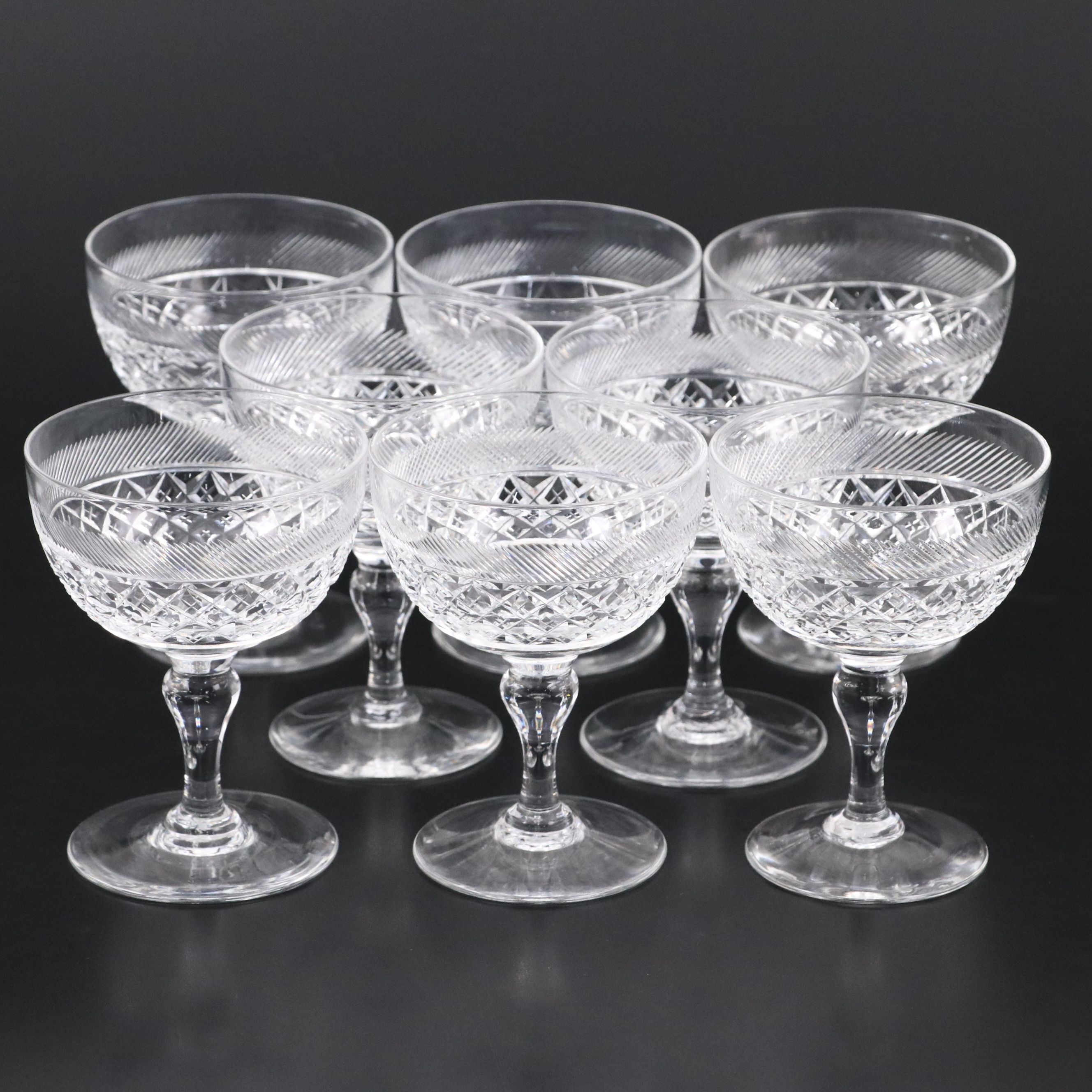Vintage Webb English Crystal Champagne Coupes