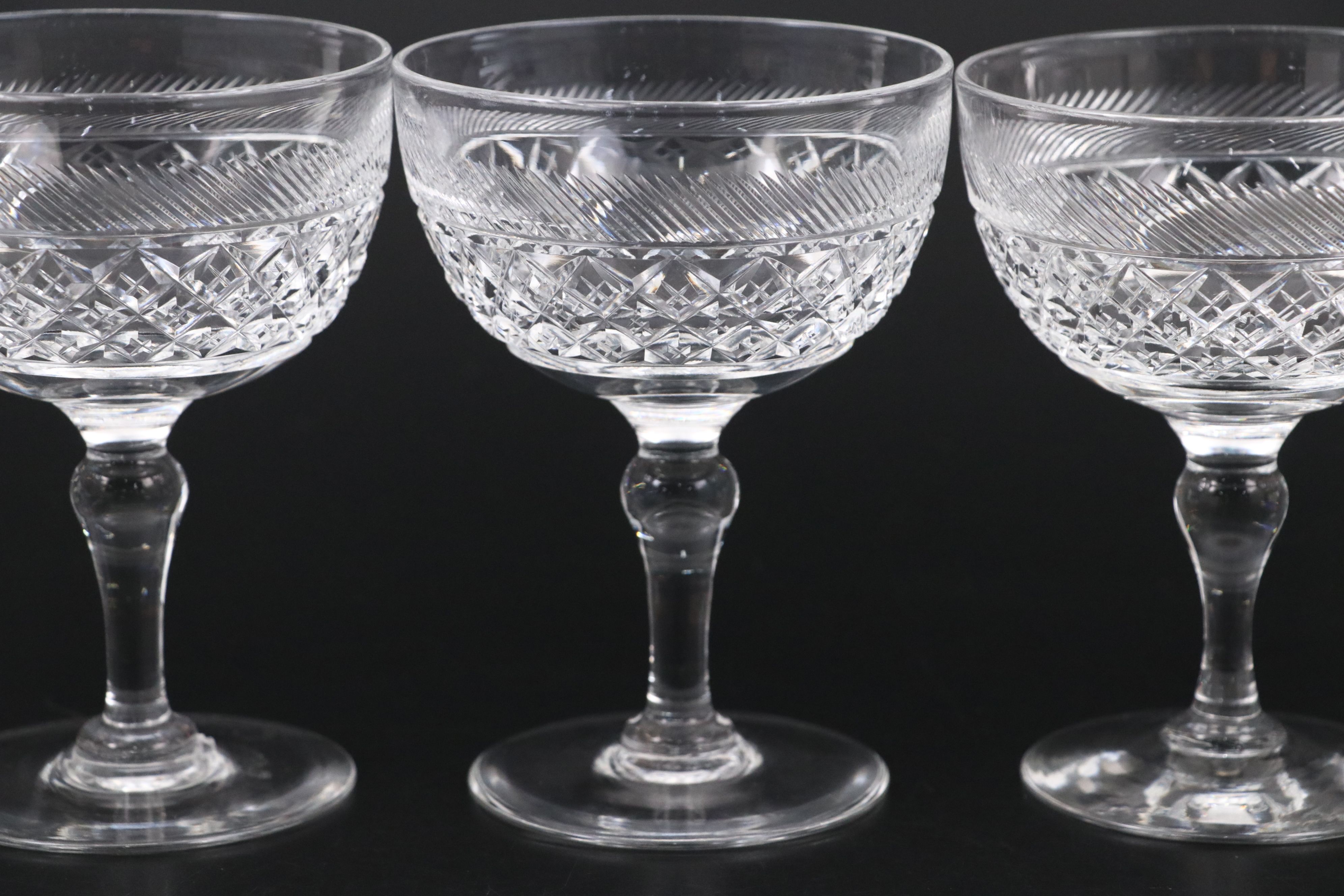 Vintage Webb English Crystal Champagne Coupes