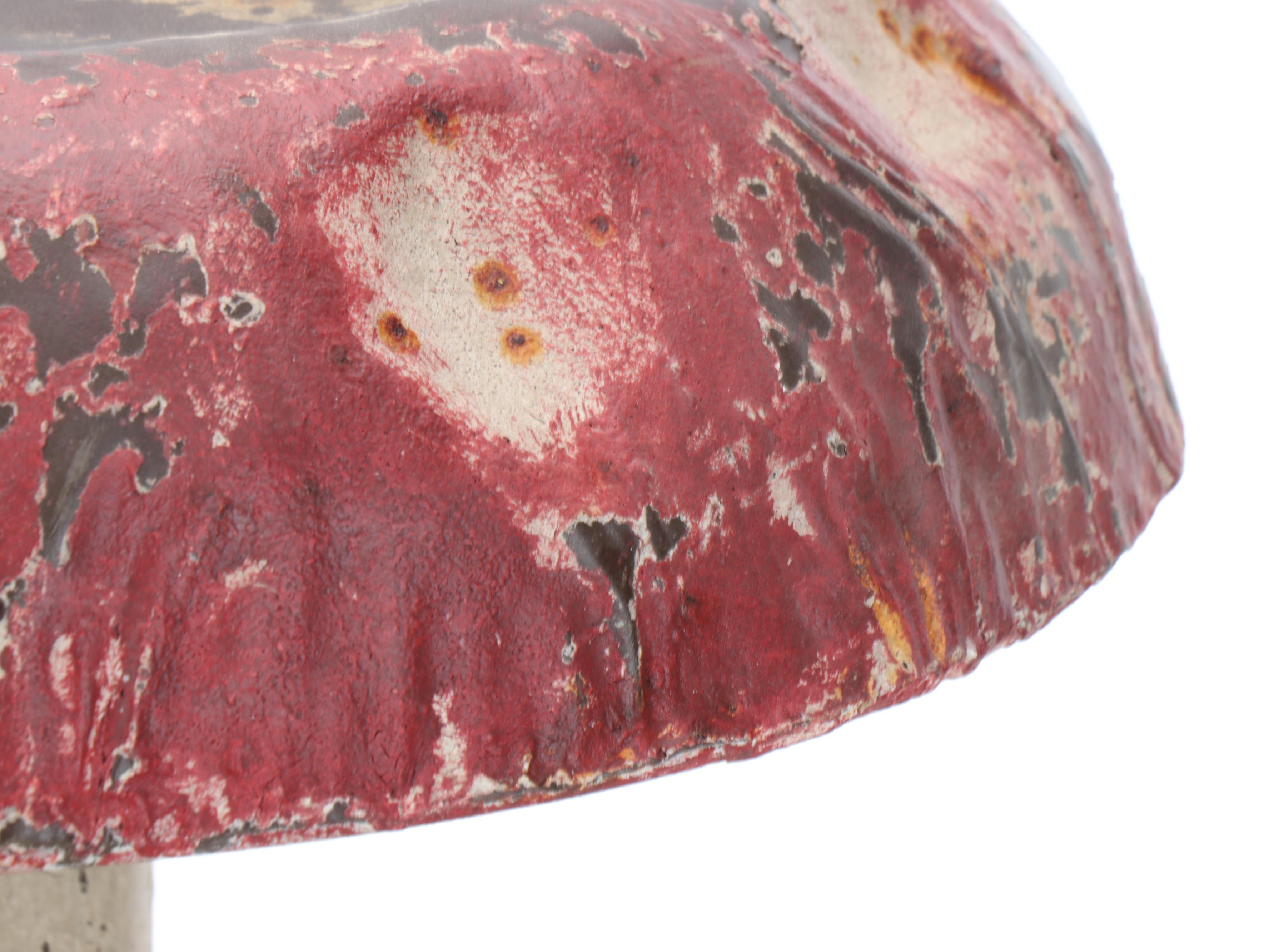 Pair of Polychrome Decorated Metal Toadstool Garden Seats