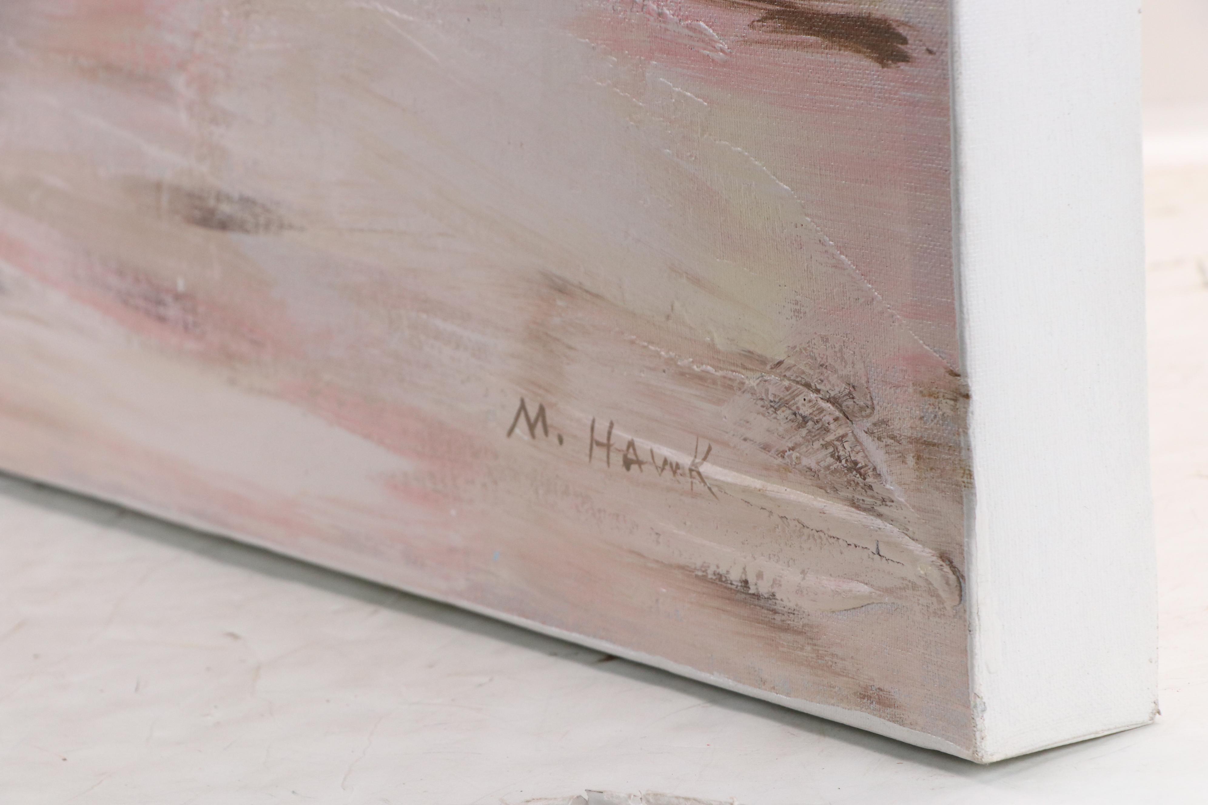 M. Hawk Large-Scale Impasto Acrylic Painting of Southwestern Pueblo Buildings