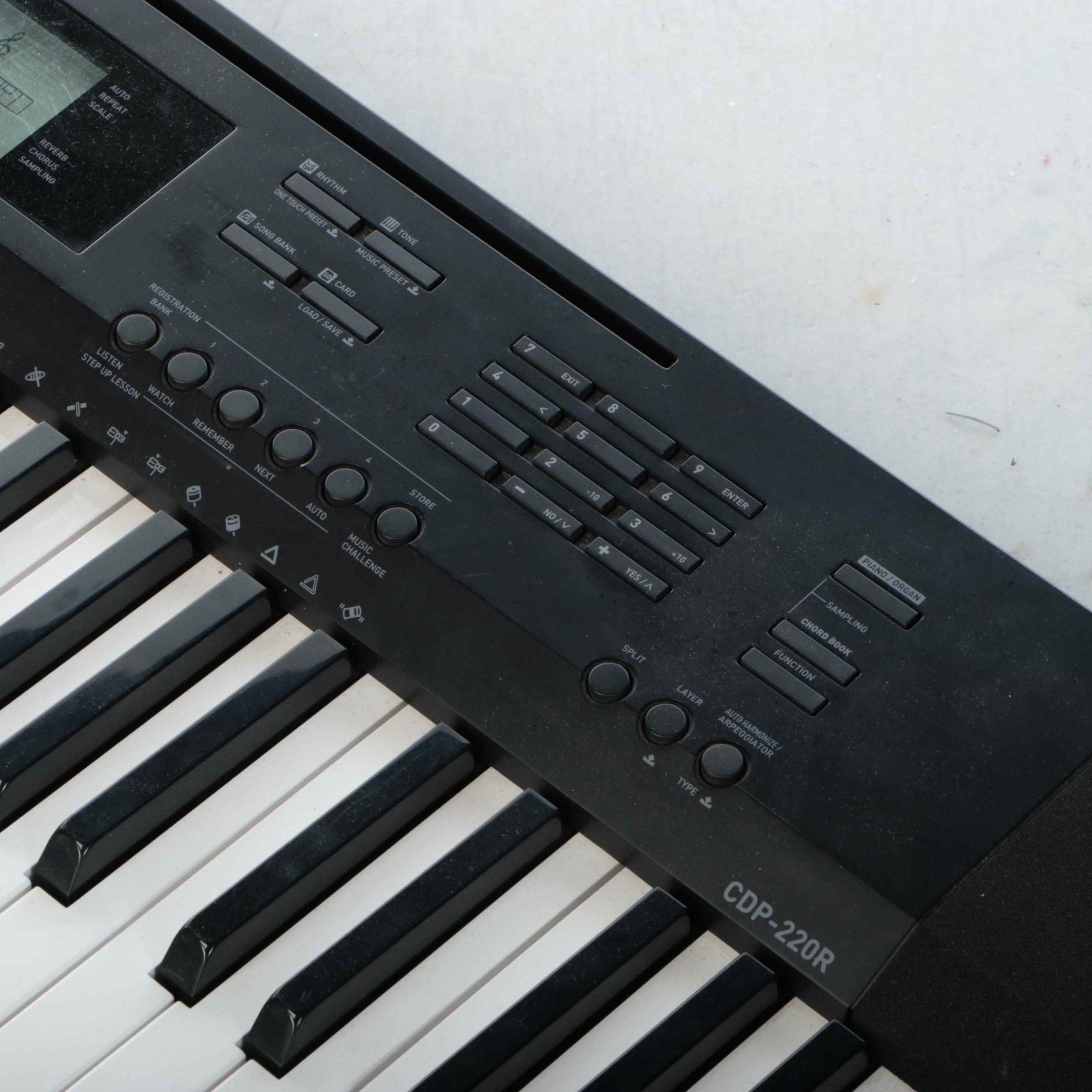 Casio CDP-220R Full-Size Digital Piano with Regis Sustain Foot Pedal, Microphone