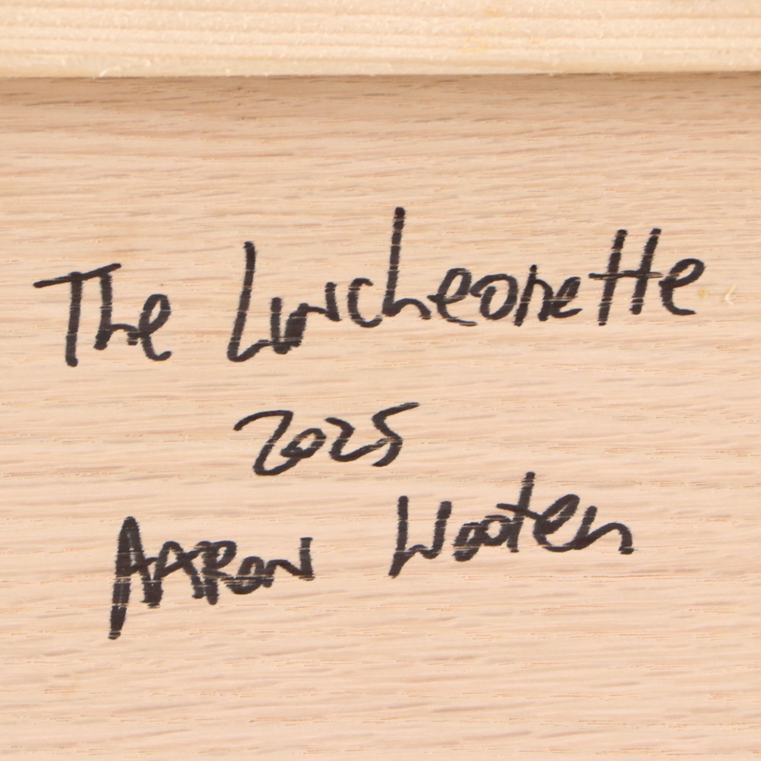 Aaron Wooten Stylized Cityscape Mixed Media Painting "The Luncheonette," 2025