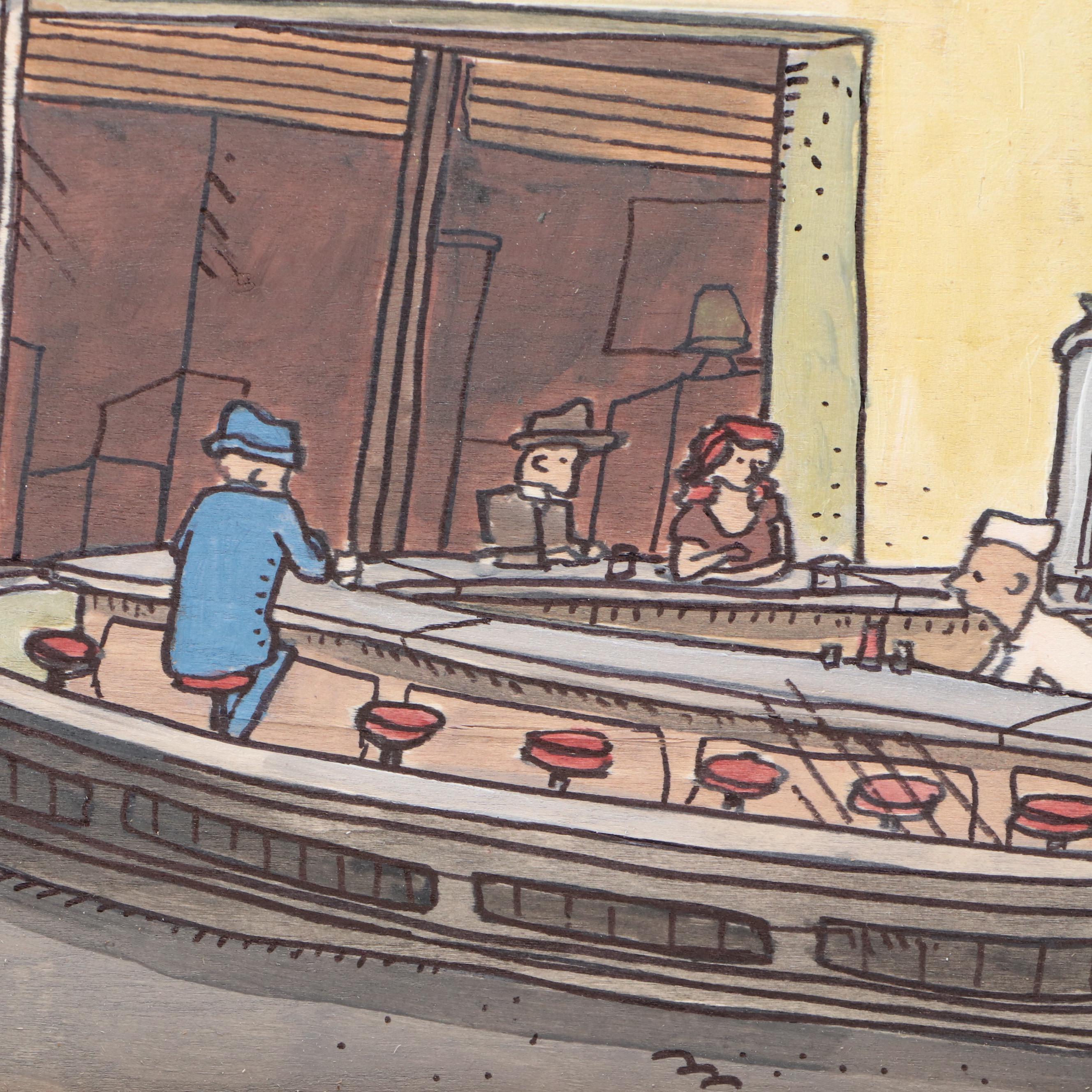 Aaron Wooten Stylized Mixed Media Painting "Night Hawks," 2025