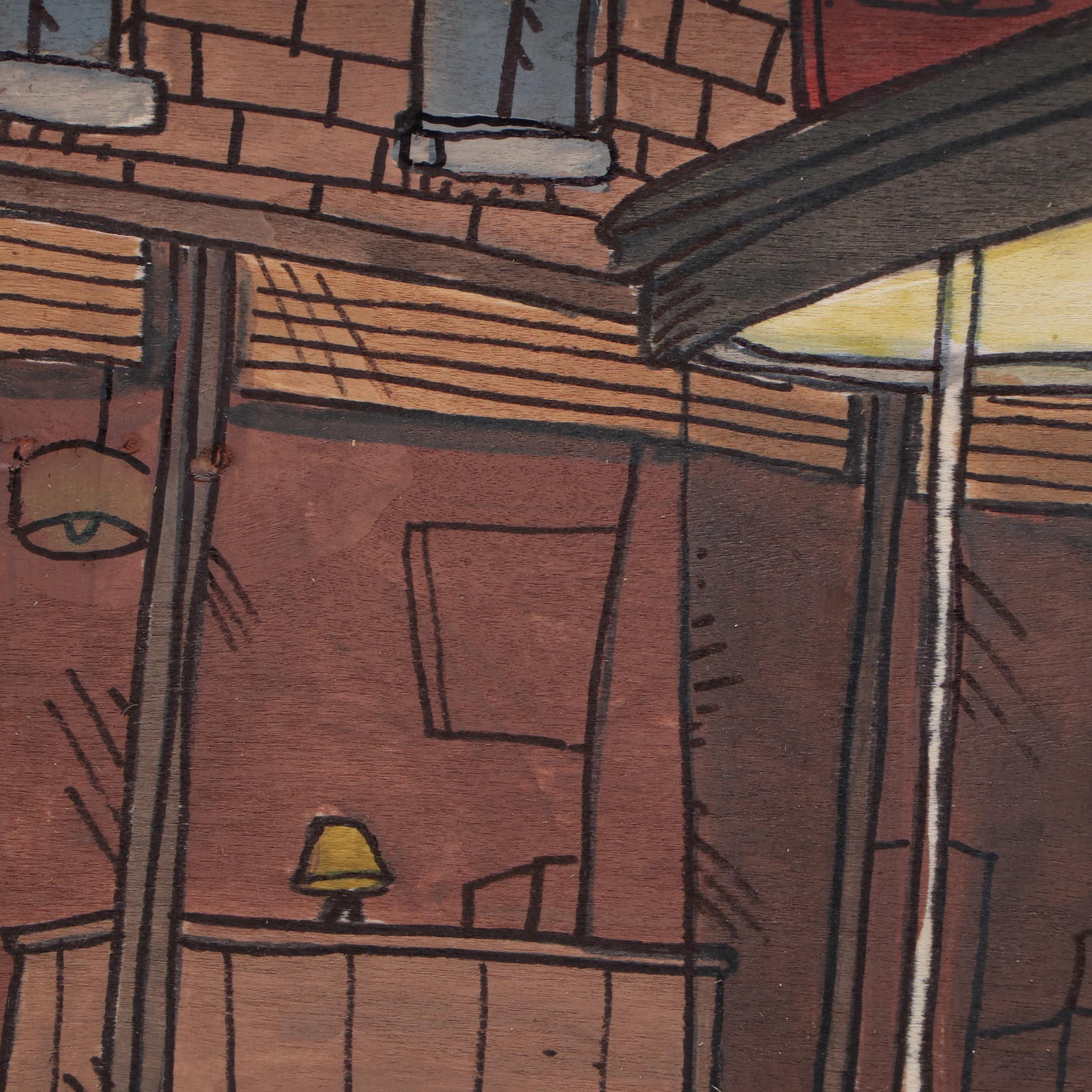 Aaron Wooten Stylized Mixed Media Painting "Night Hawks," 2025