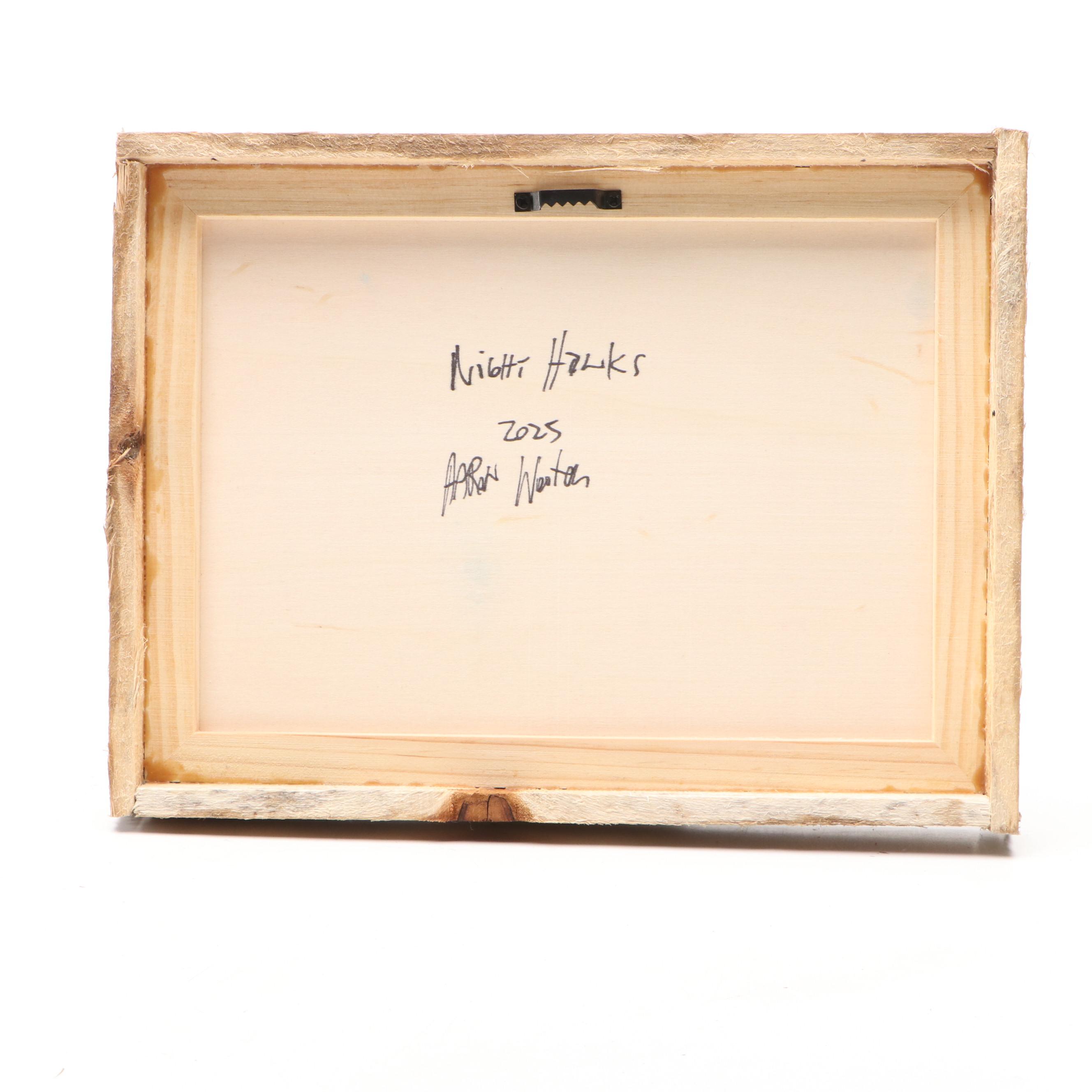 Aaron Wooten Stylized Mixed Media Painting "Night Hawks," 2025