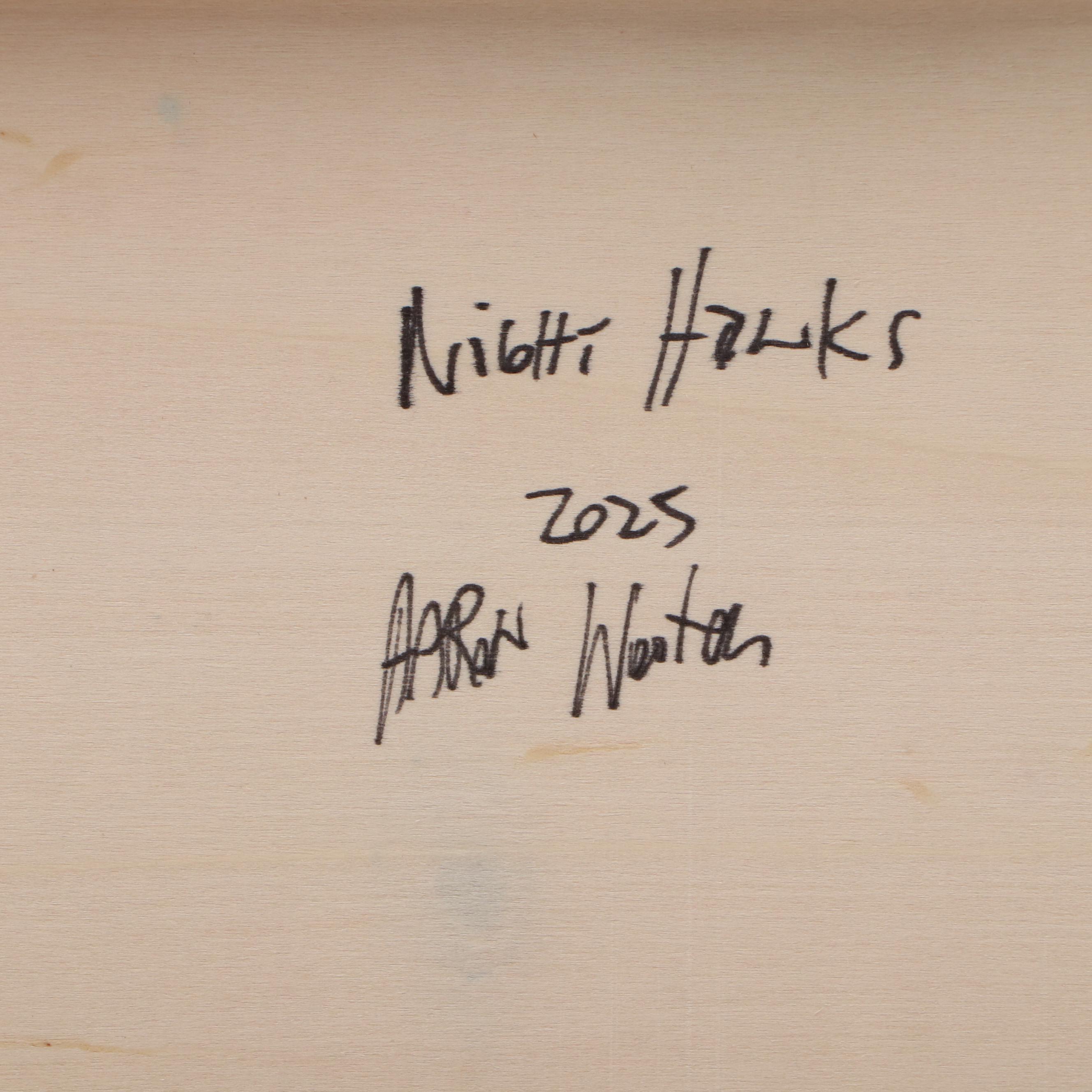 Aaron Wooten Stylized Mixed Media Painting "Night Hawks," 2025