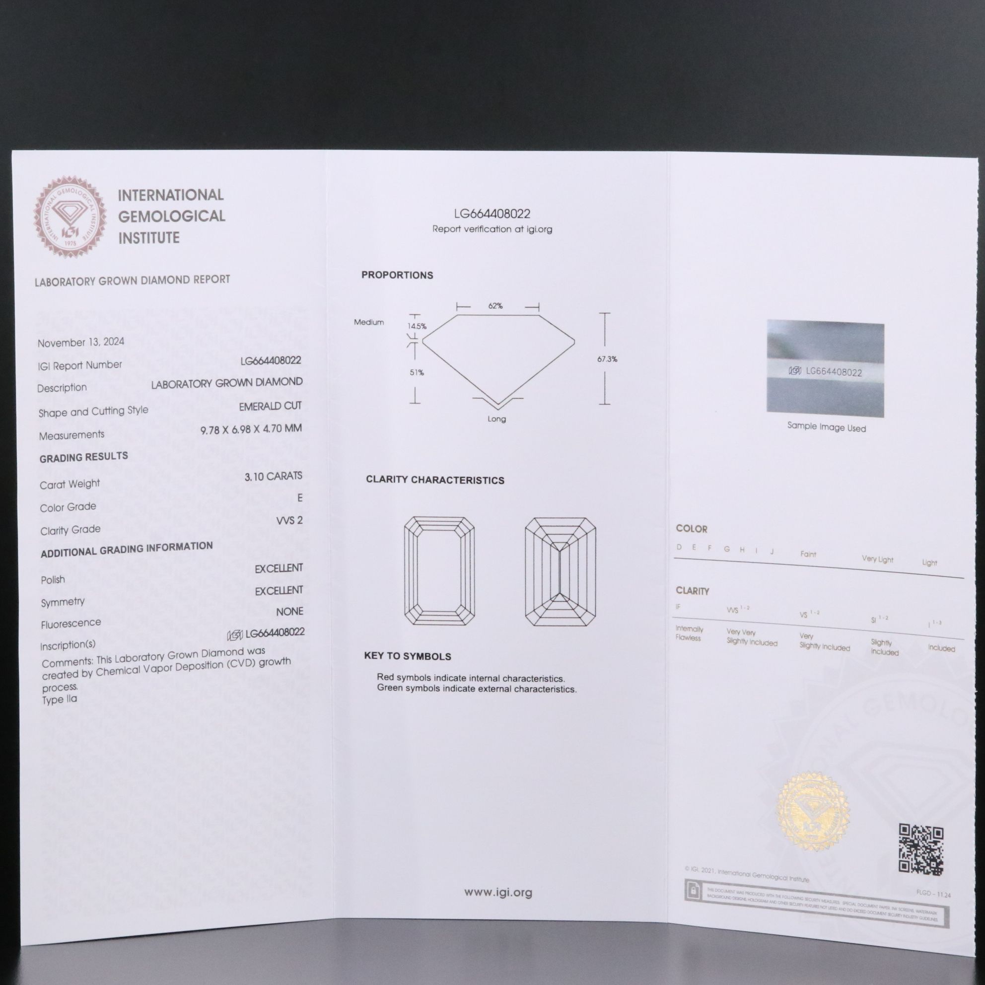 Loose 3.10 CT Lab Grown Diamond with IGI Report