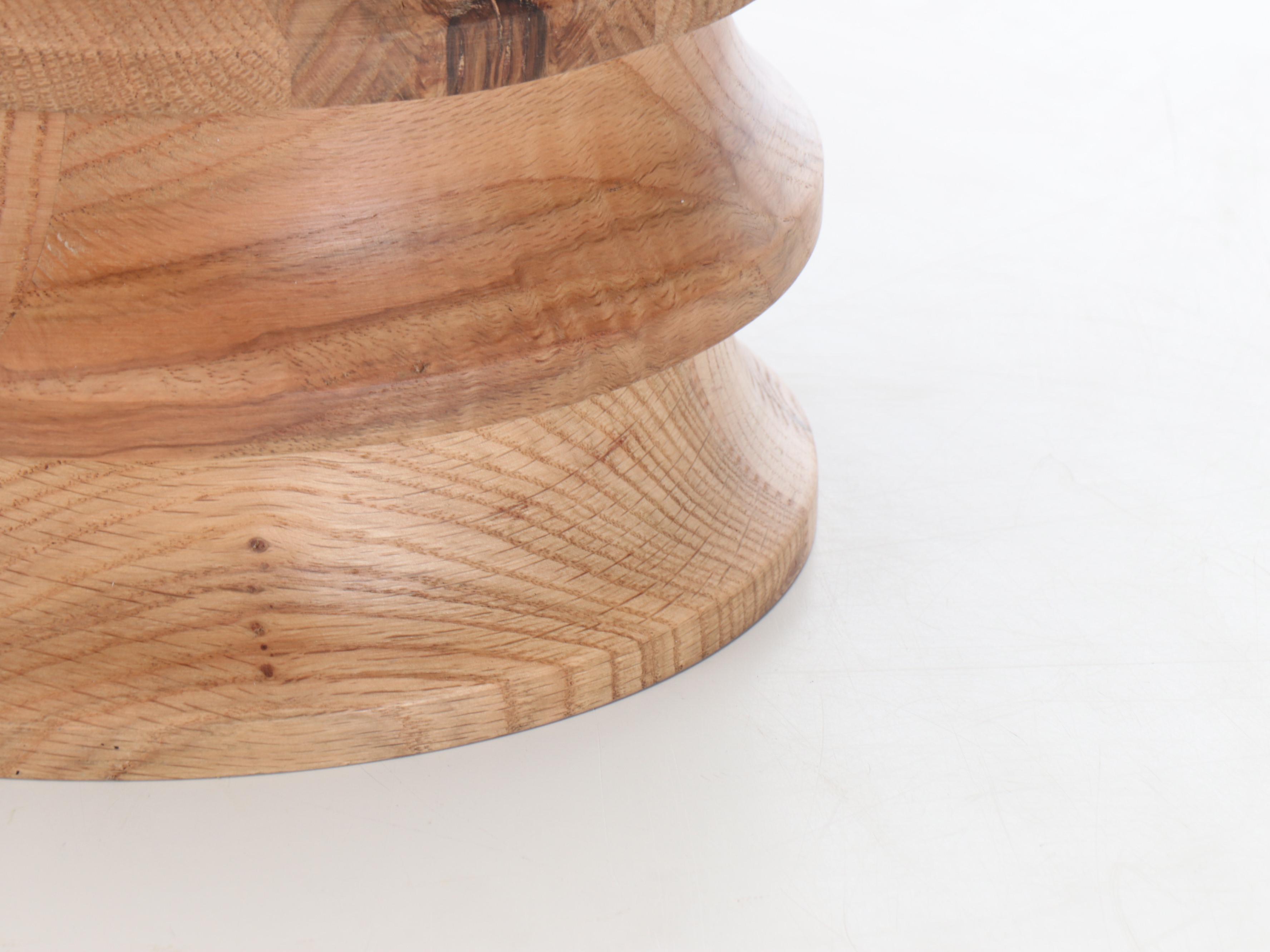 Pair of Bobo Carved Wood Stacked Ring Pendant Lights