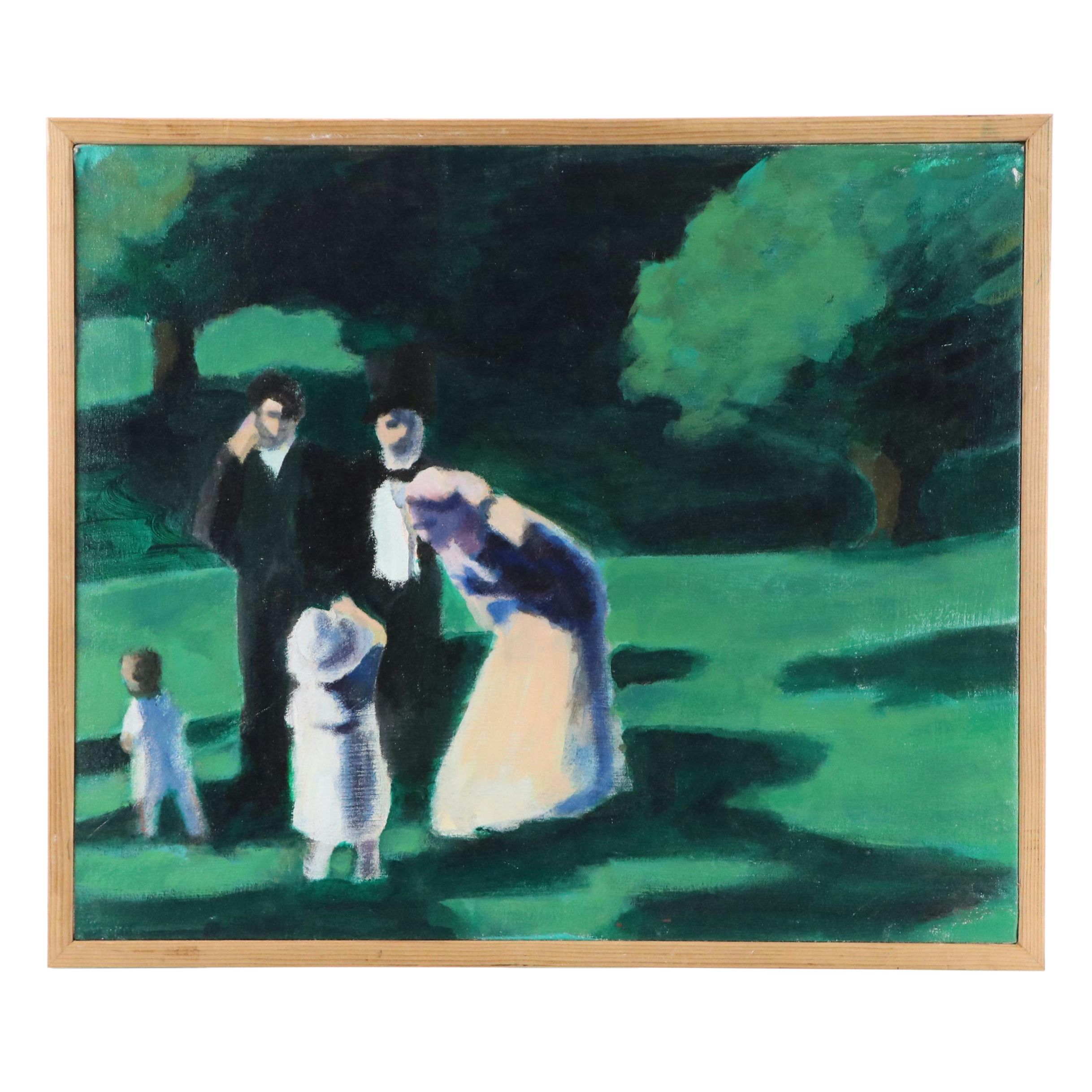 Impressionistic Oil Painting "Lady and Child," 1996