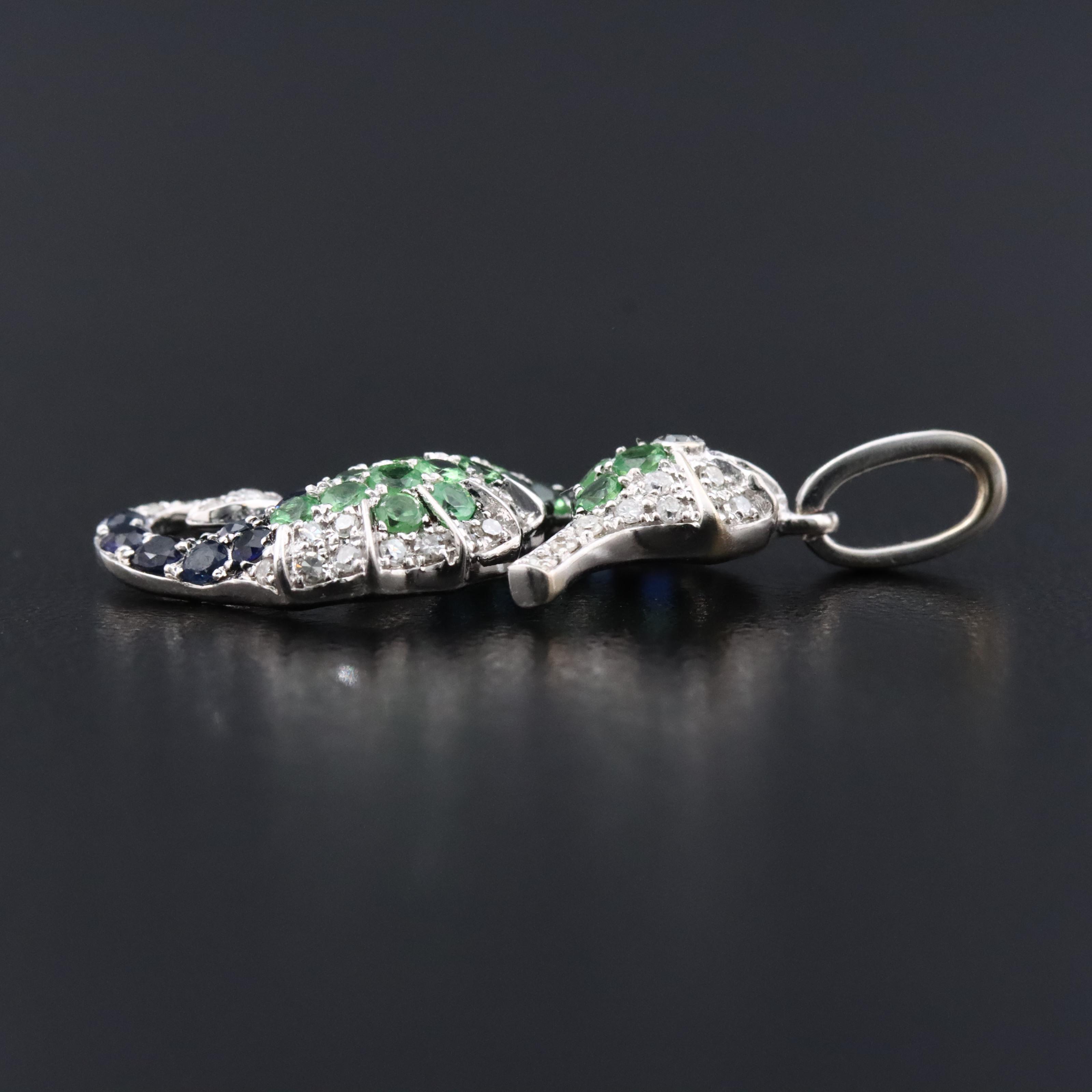 EFFY 14K Tsavorite, Sapphire and Diamond Seahorse Pendant