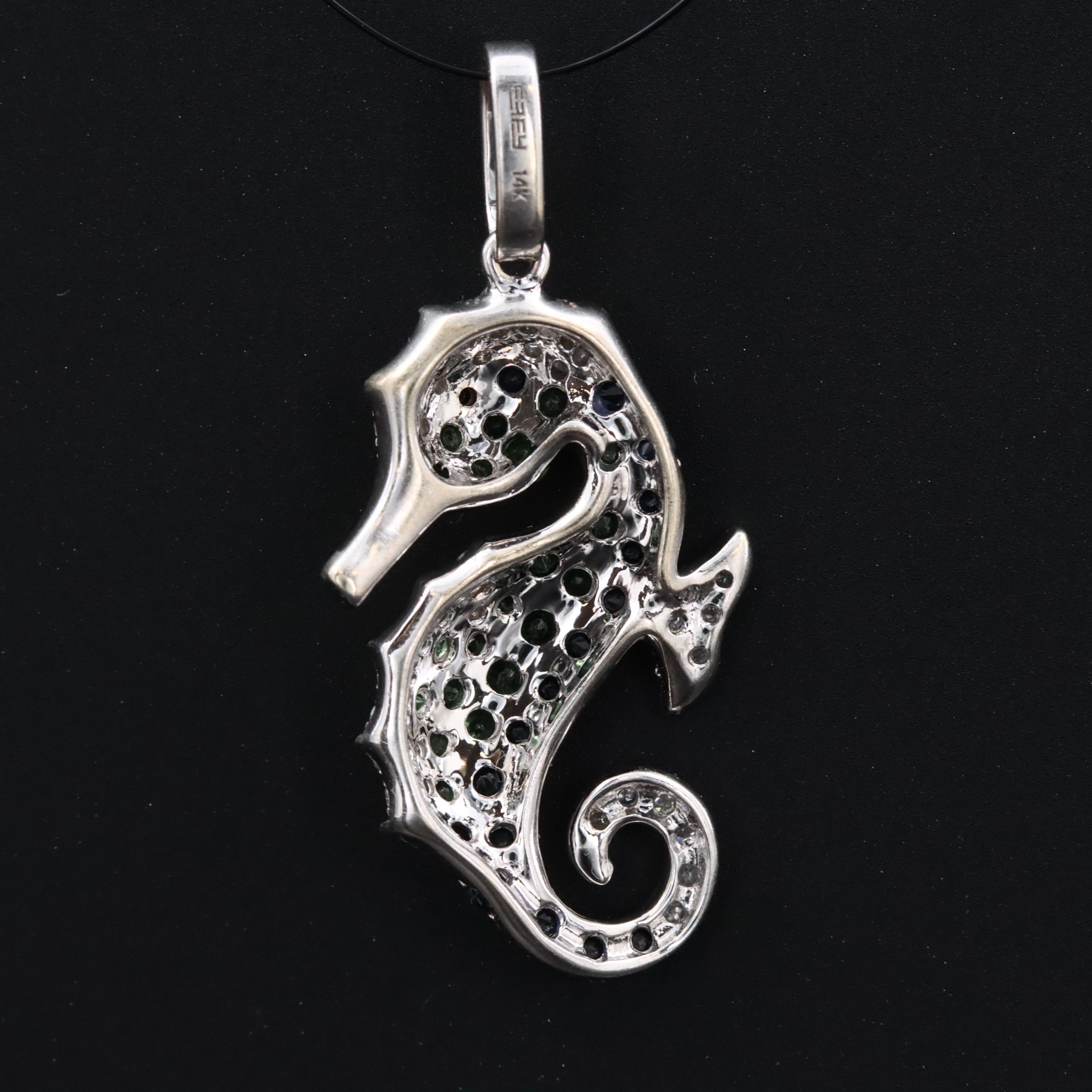 EFFY 14K Tsavorite, Sapphire and Diamond Seahorse Pendant