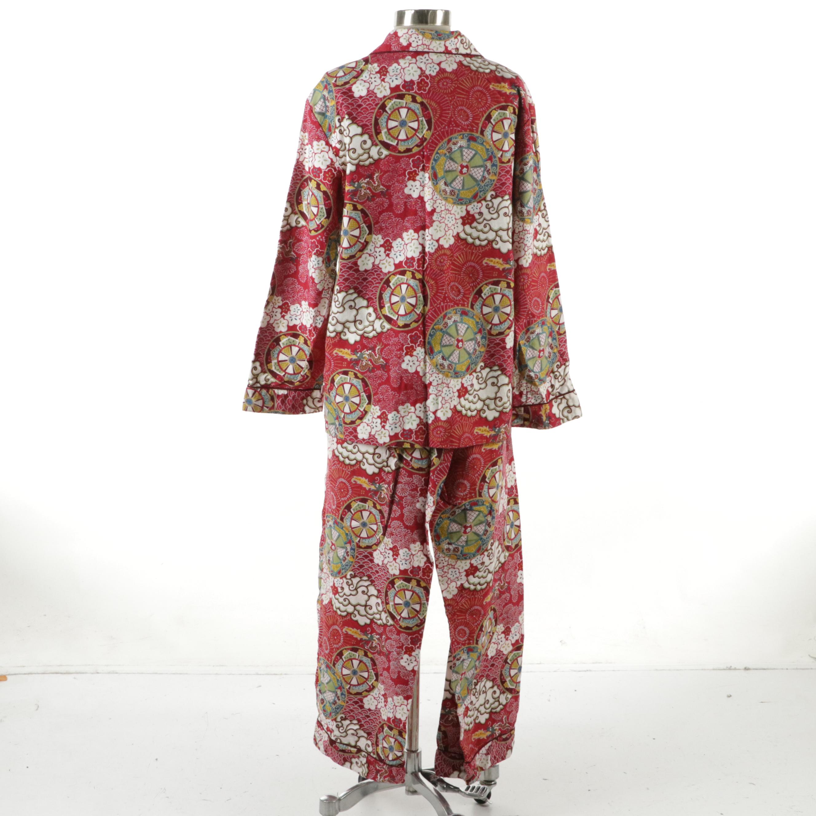 Nick & Nora Japanese Print Flannel Pajama Set