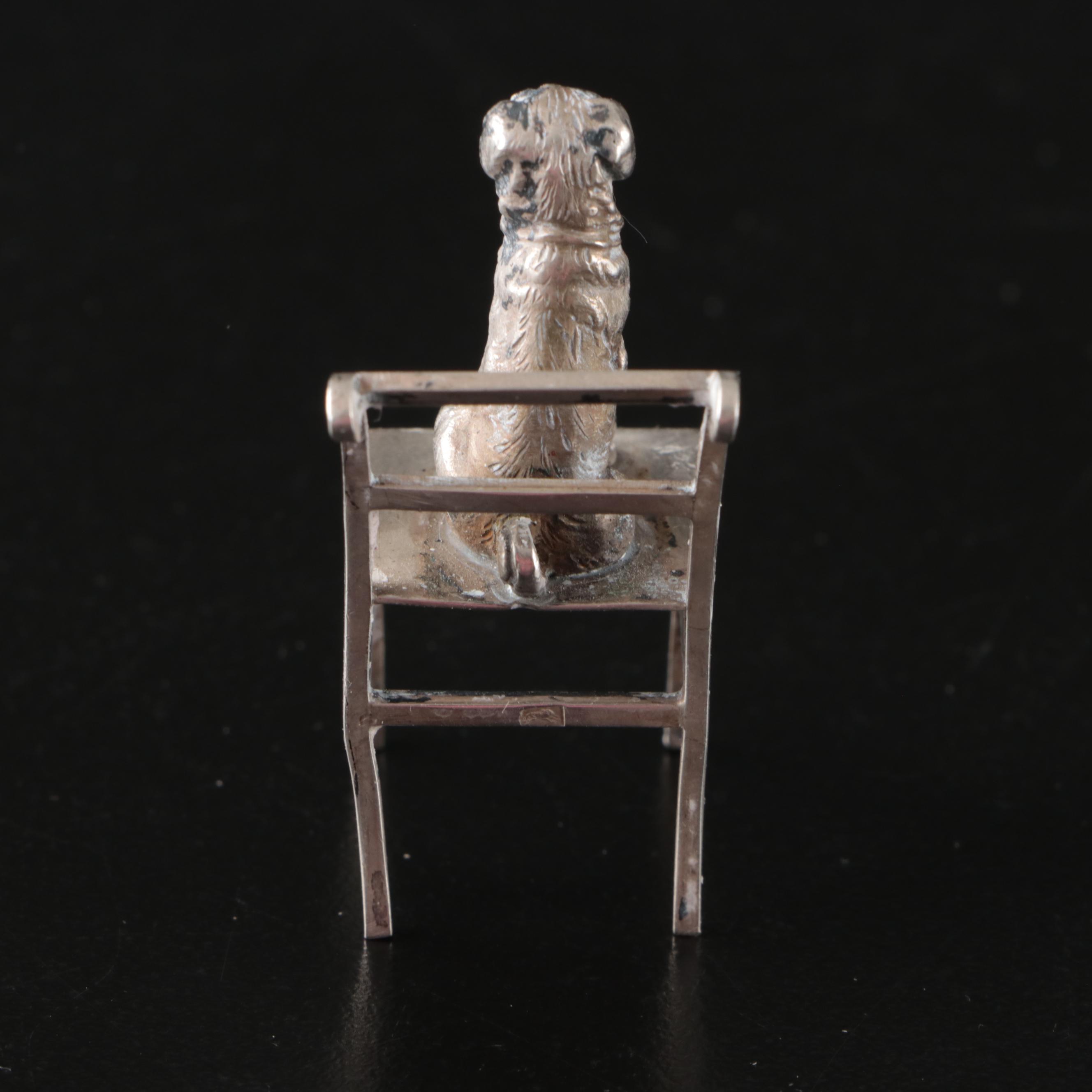 Miniature Sterling Silver Birdcage and Chair Figurines