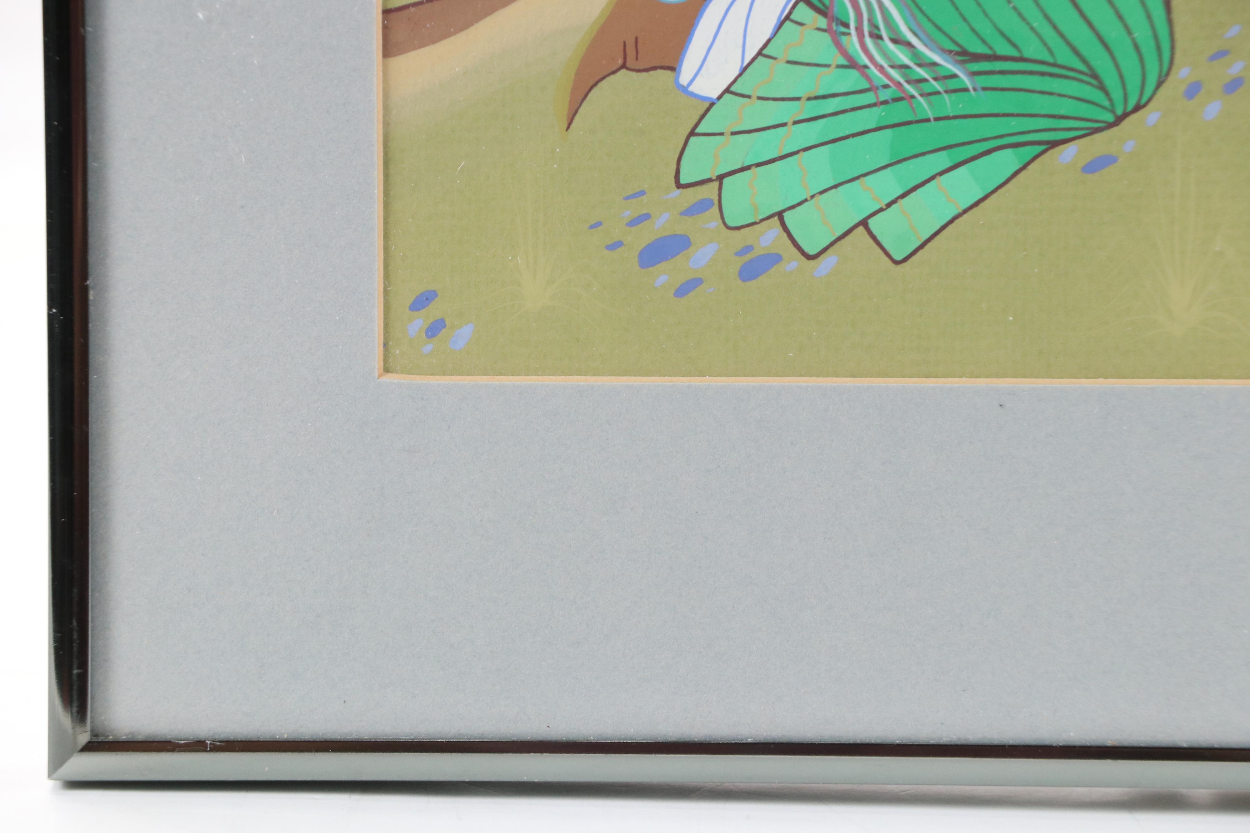 Ne Clah He Paintings of Seated Navajo Eating Watermelon and Sand Painting