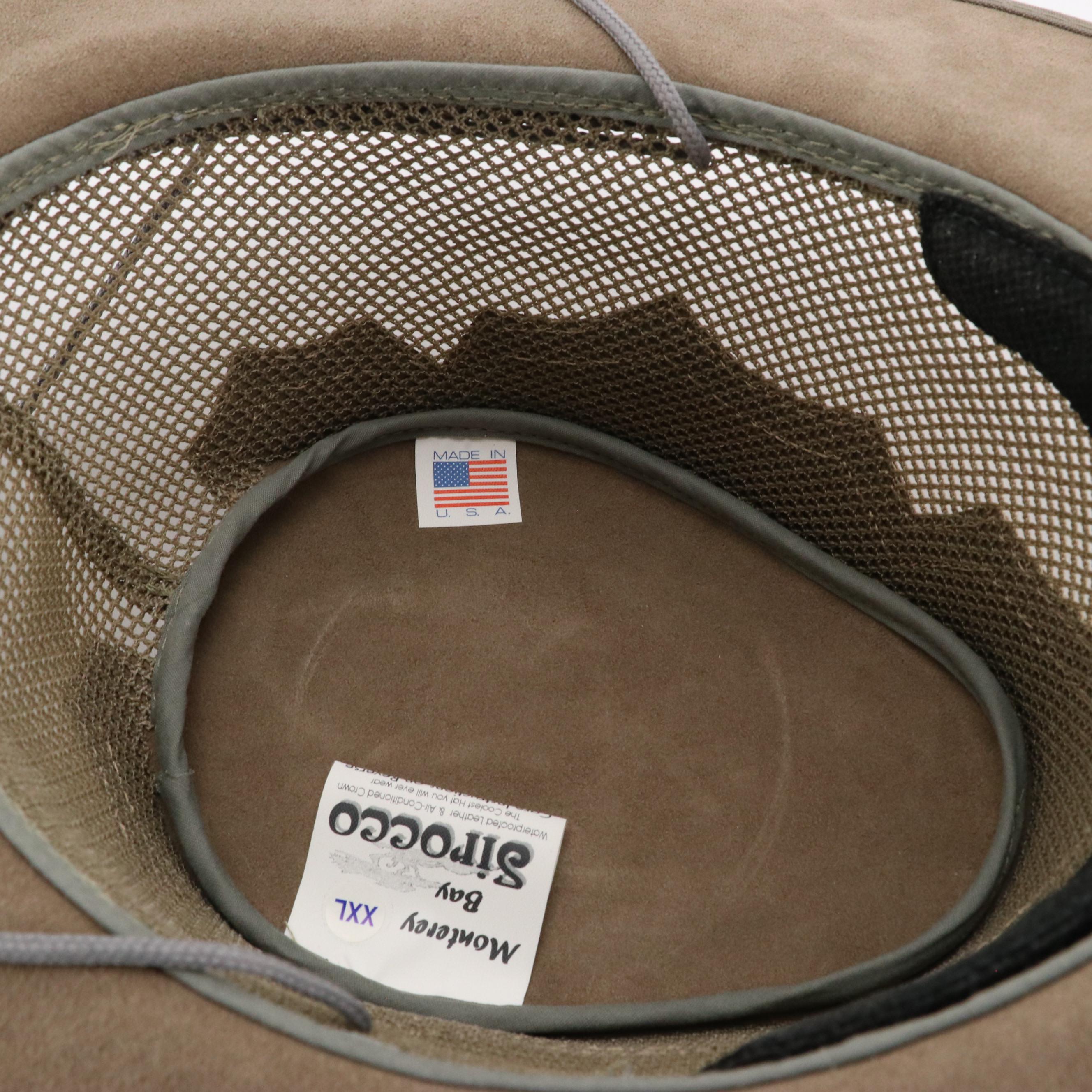 Sirroco Mesh Paneled Leather Sun Hat, Other Woven Palm Leaf Wide Brim Hat