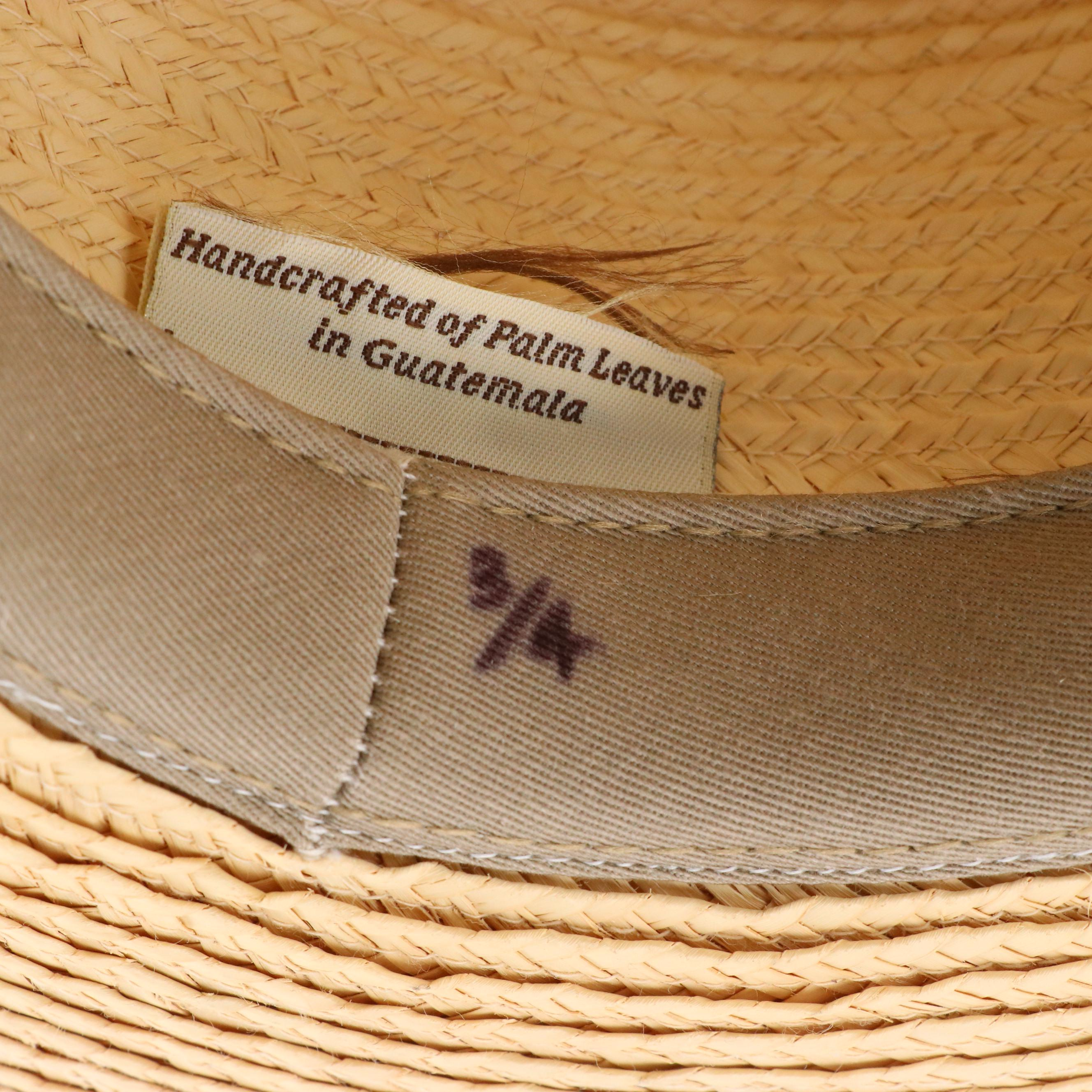 Sirroco Mesh Paneled Leather Sun Hat, Other Woven Palm Leaf Wide Brim Hat