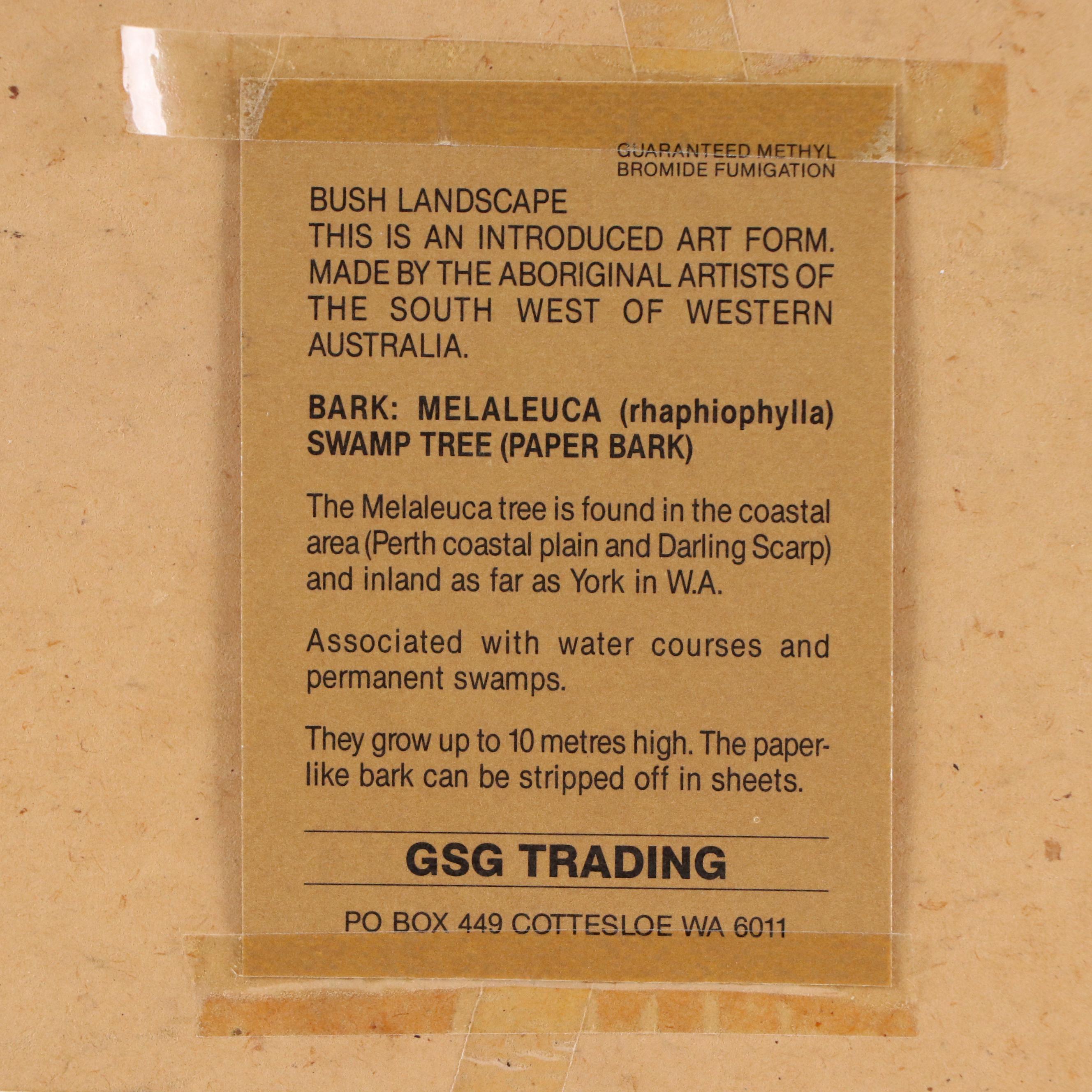 Aboriginal Australian Bush Landscape Ink Painting on Melaleuca Bark