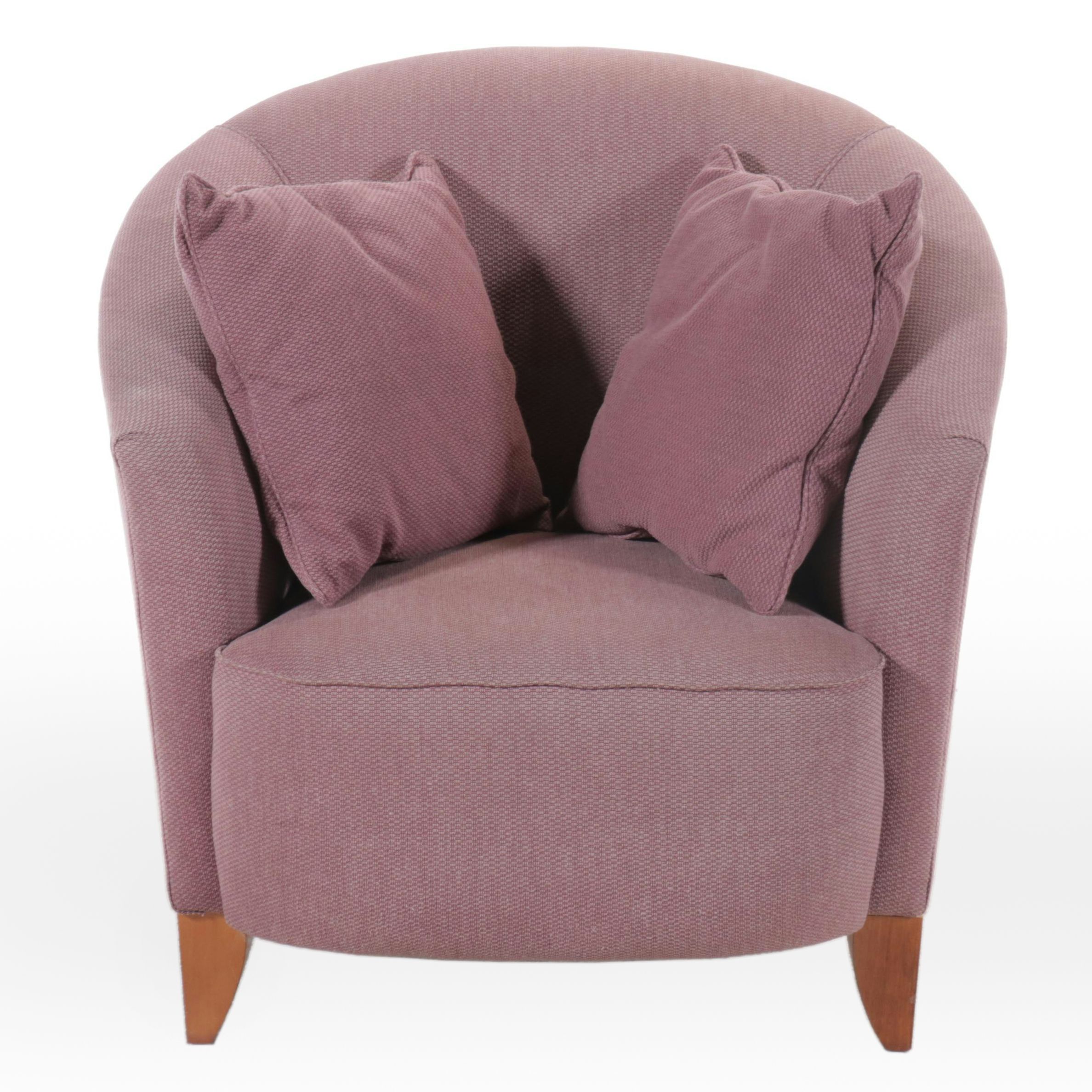 Modernist Plum Upholstered Barrel-Back Club Chair, Late 20th Century