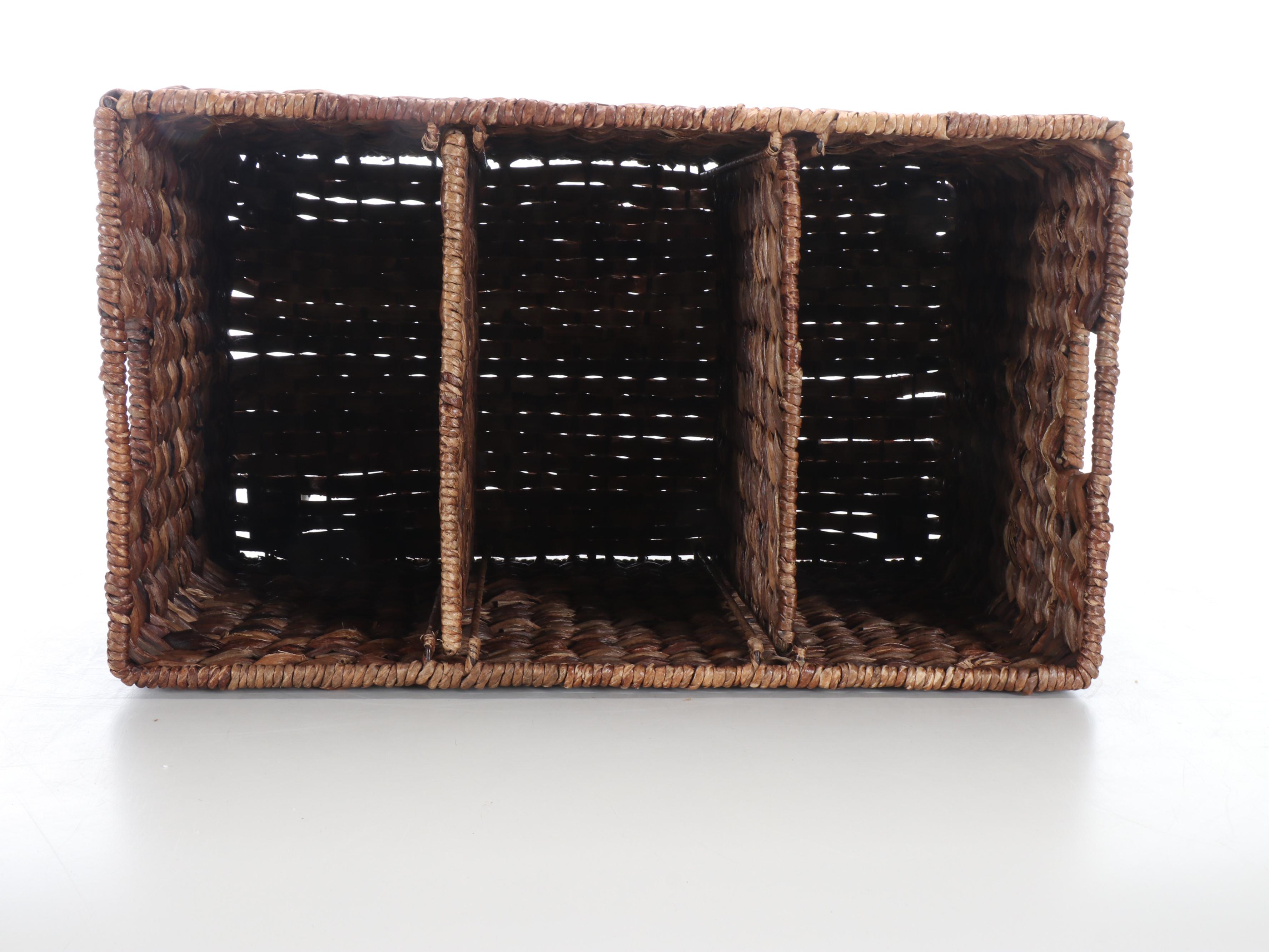 Divided Woven Basket on Casters