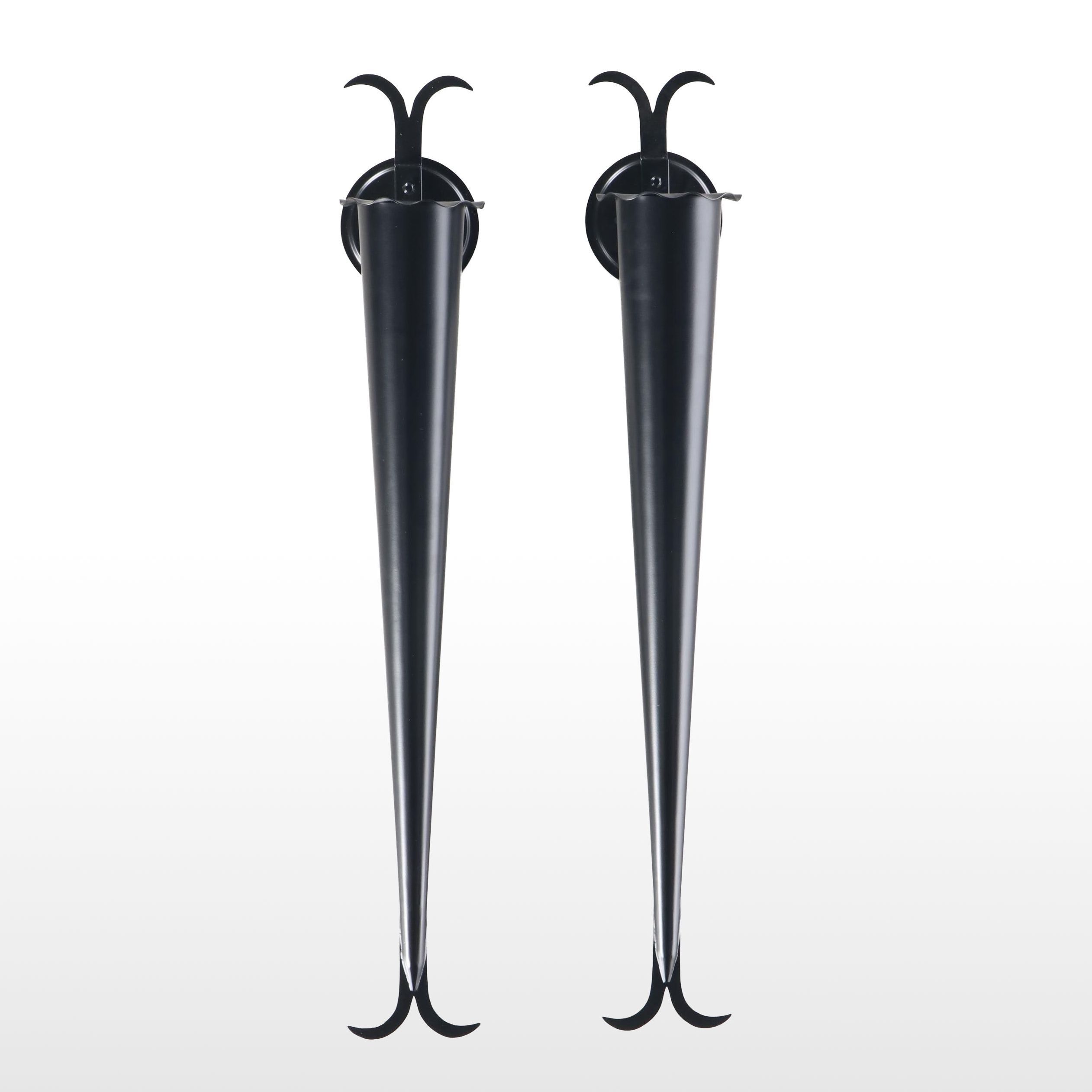 Pair of Spanish Revival Style Black Metal Wall Torchiere Lights