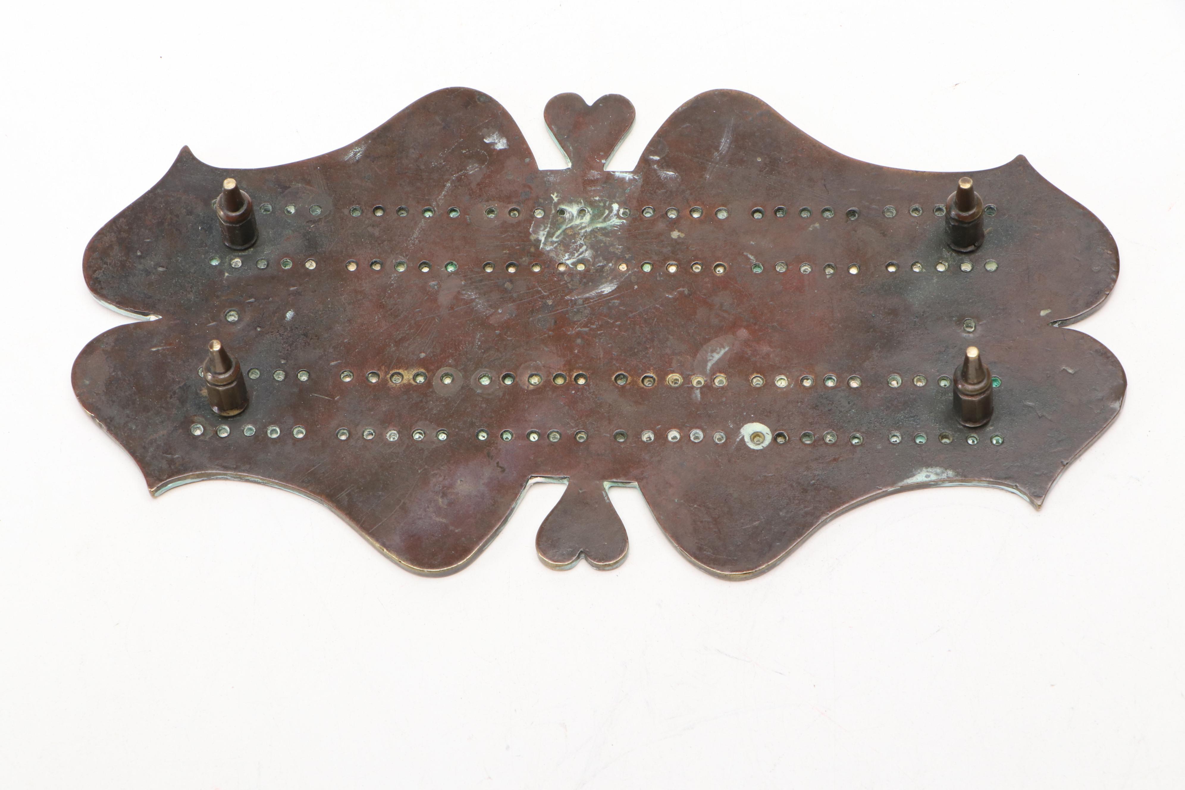 Vintage Strawberry Hill with Other European Style Brass Cribbage Board