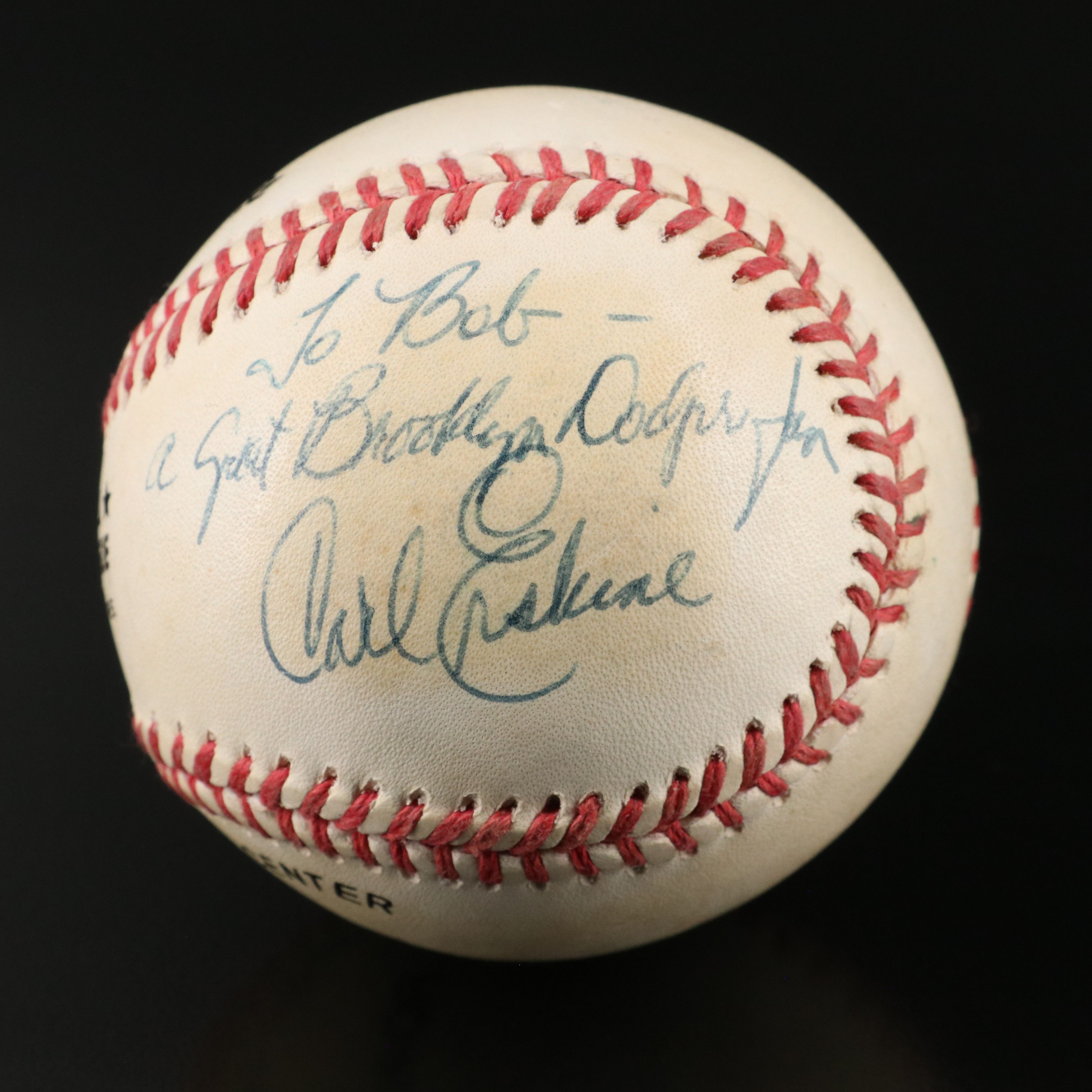 Carl Erskine Brooklyn Dodgers Pitcher Signed Rawlings Baseball