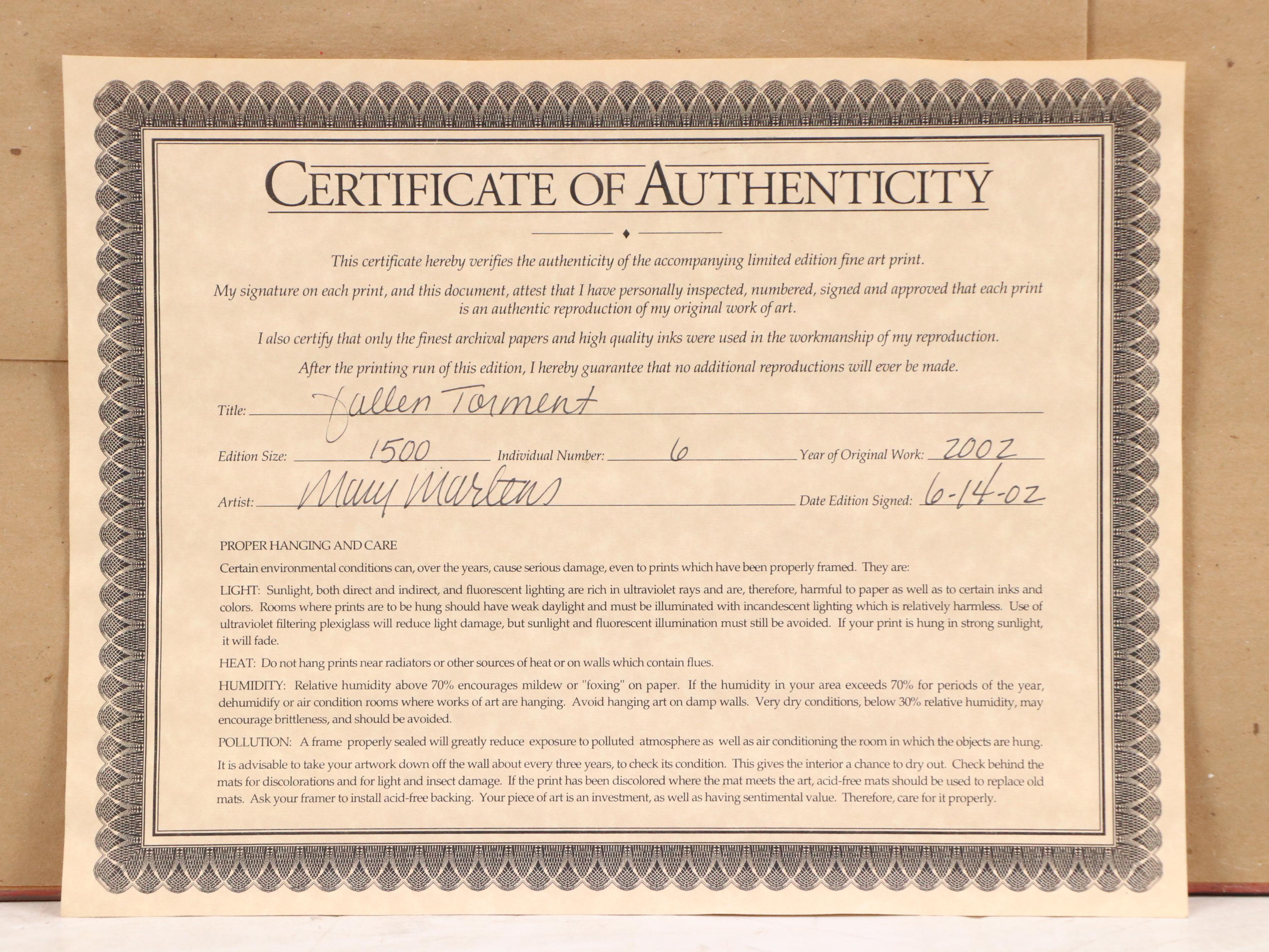 Mary Martens Giclée "Fallen Torment," 2002