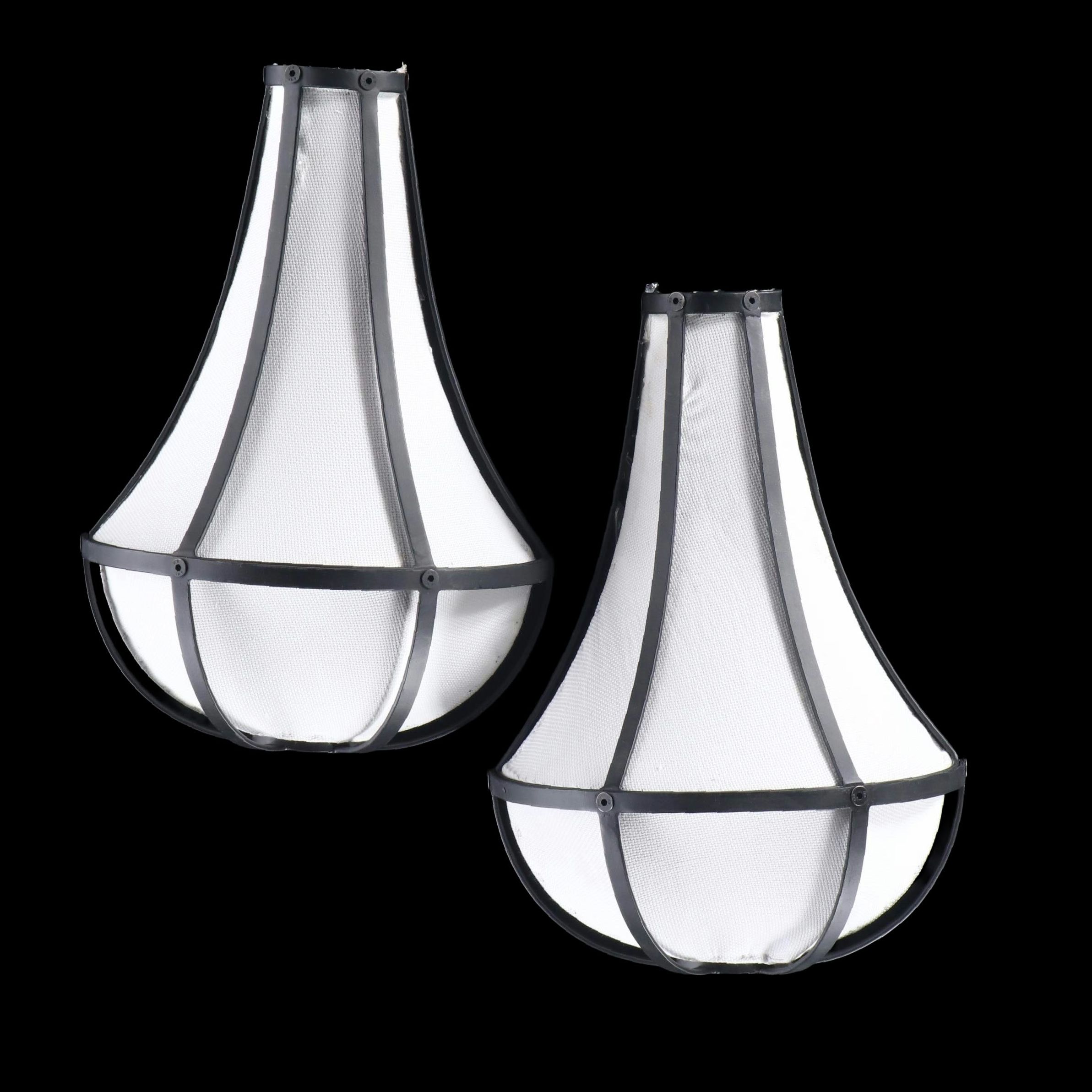 Pair of Bobo Steel and Cotton Teardrop Shade Wall Sconces